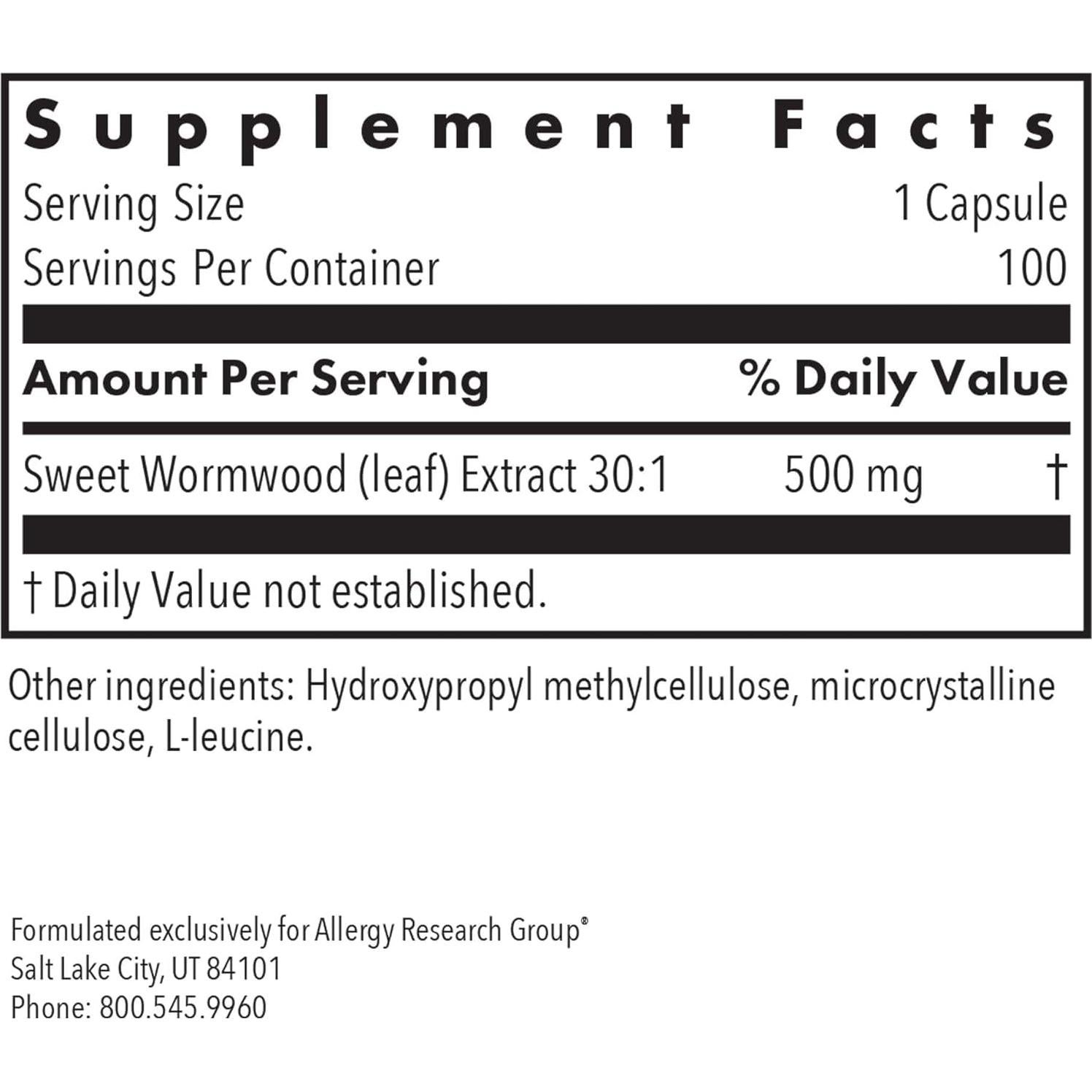 Suplemento Dietético Artemisia Grupo de Alergias 100 Cápsulas