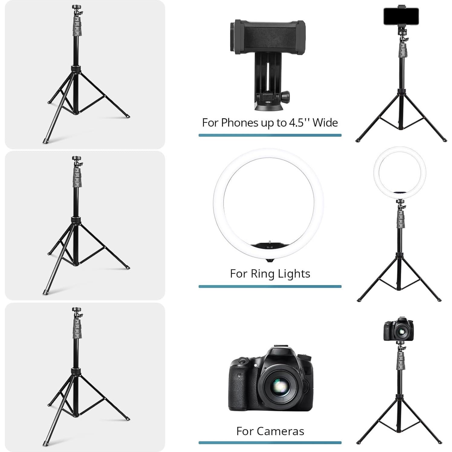 Eicaus 12" Ring Light with Tripod Stand and Phone Holder,Selfie LED Lighting with 62" Phone and Stand,Circle Ringlight for Photography,TIK Tok and YouTube,Compatible with iPhone, Android and Cameras