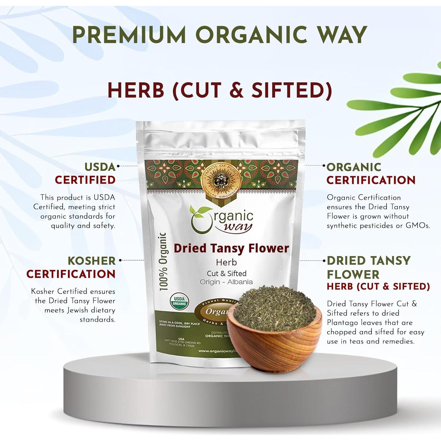 Té de Flor de Tanaceto Seco Organic Way 113.4 g - Orgánico y Kosher