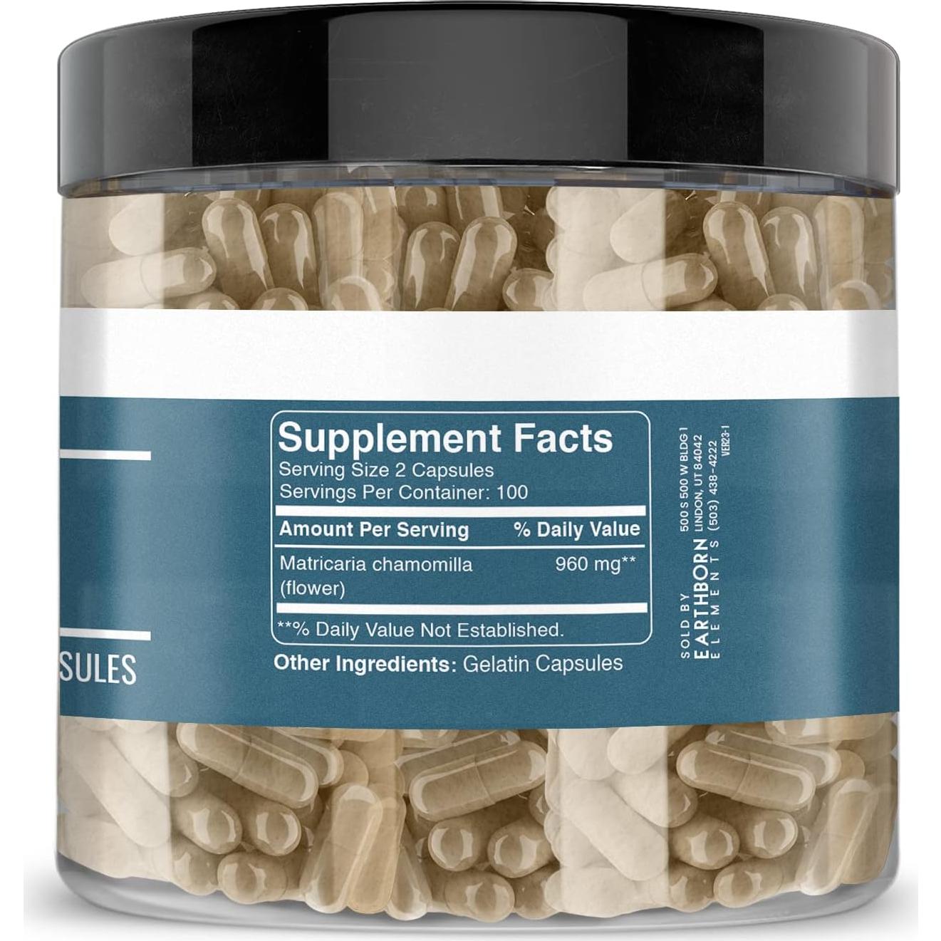 Extracto de Manzanilla Earthborn Elements 200 Cápsulas Puro