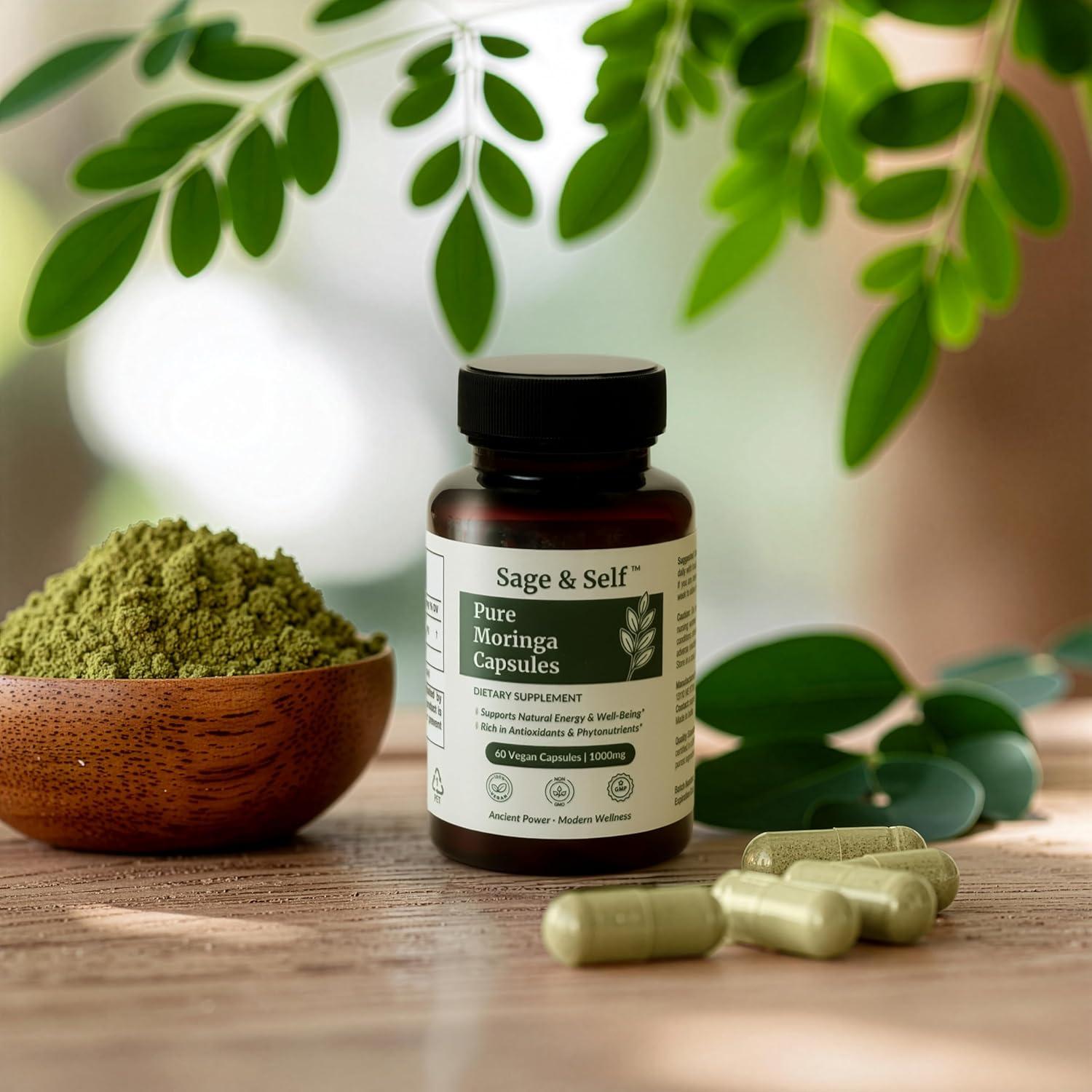 Cápsulas de Moringa Orgánica Sage & Self - 1000 mg - 60 Unidades