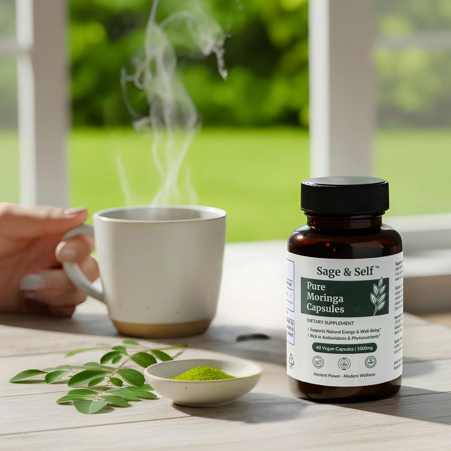 Cápsulas de Moringa Orgánica Sage & Self - 1000 mg - 60 Unidades