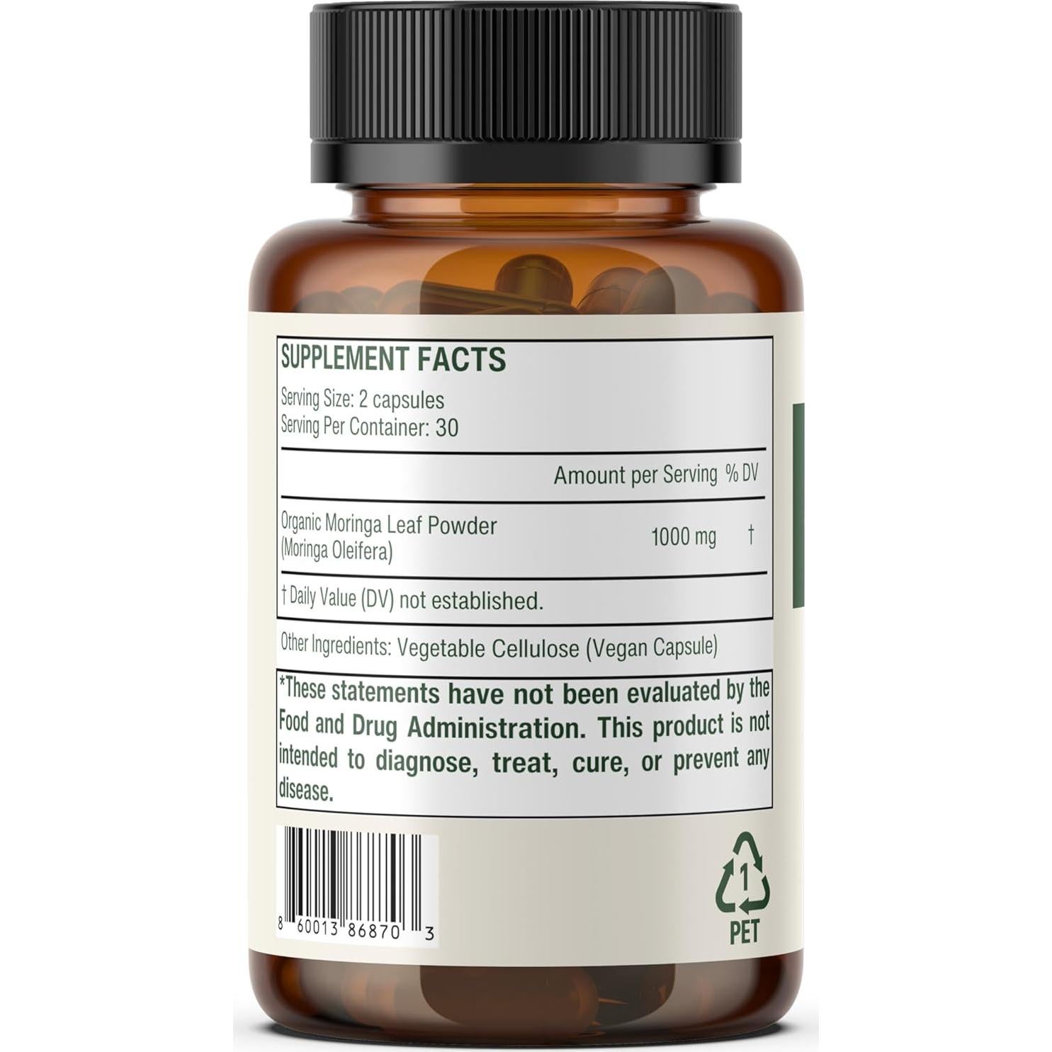 Cápsulas de Moringa Orgánica Sage & Self - 1000 mg - 60 Unidades