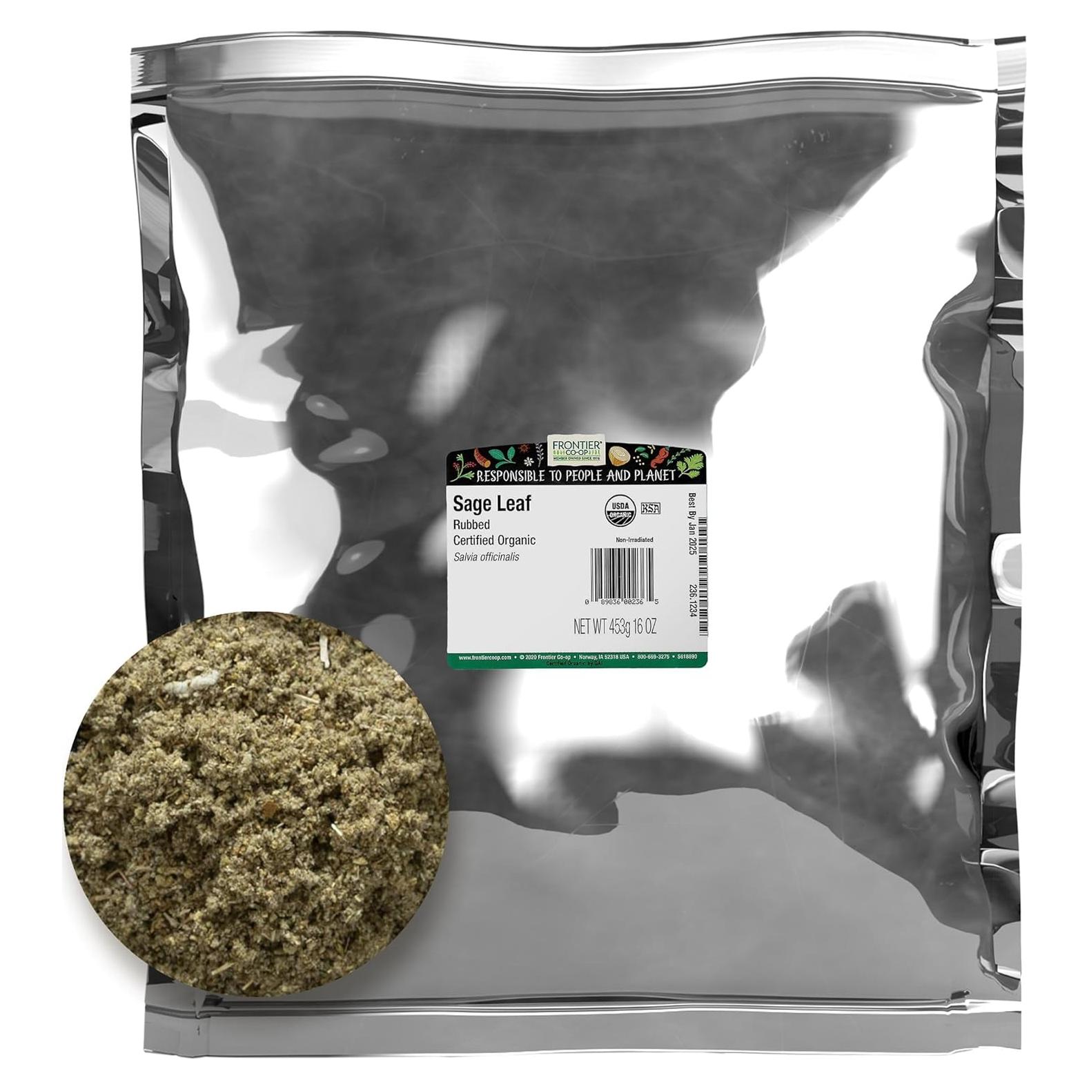 Hoja de Salvia Frotada Orgánica Frontier Co-op 0.45 kg Kosher