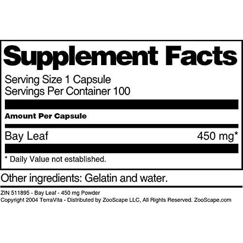 Cápsulas de Hoja de Laurel 450 mg TerraVita - 100 Unidades