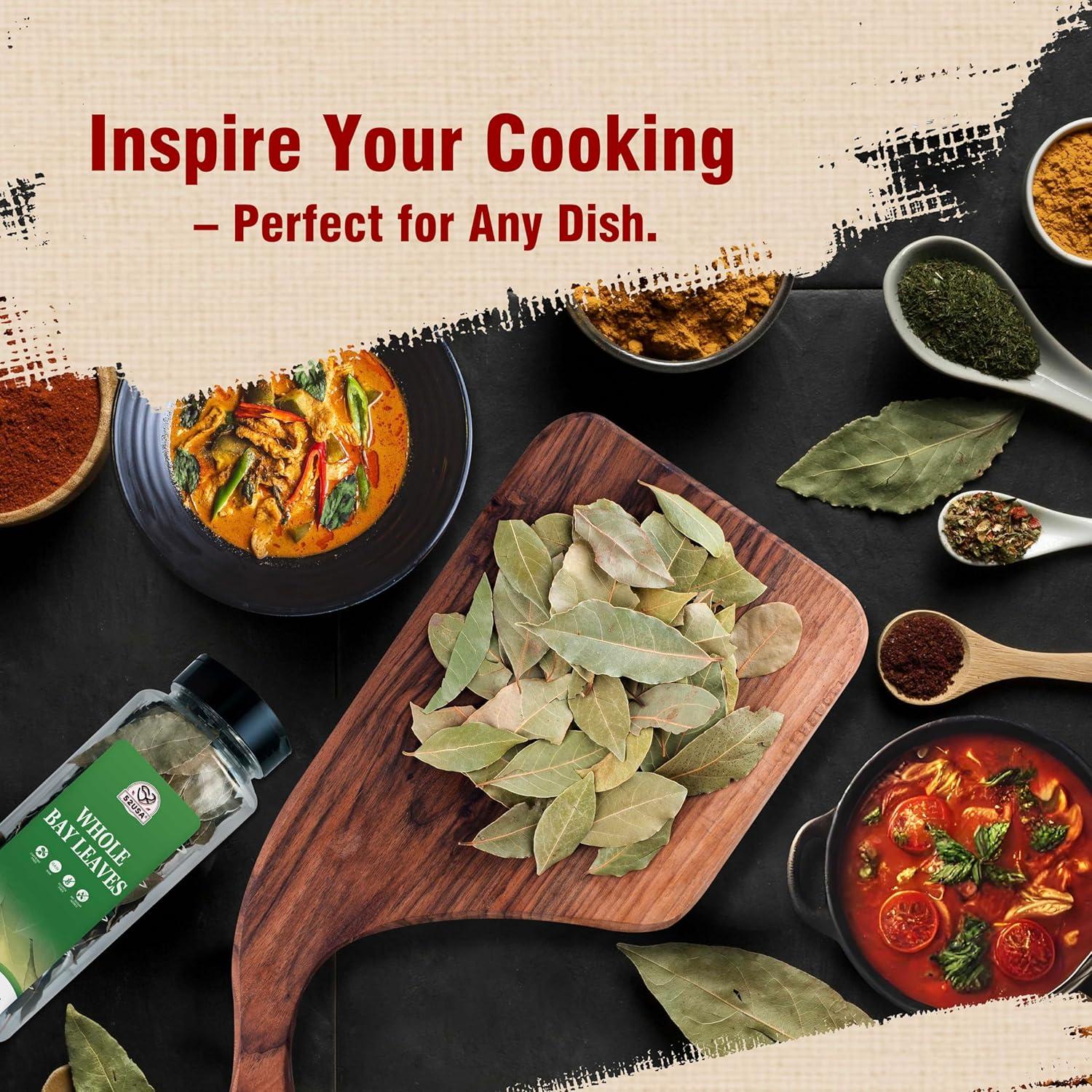 Hojas de Laurel Secas 52USA - 56.7 g, 100% Natural, Sin Gluten