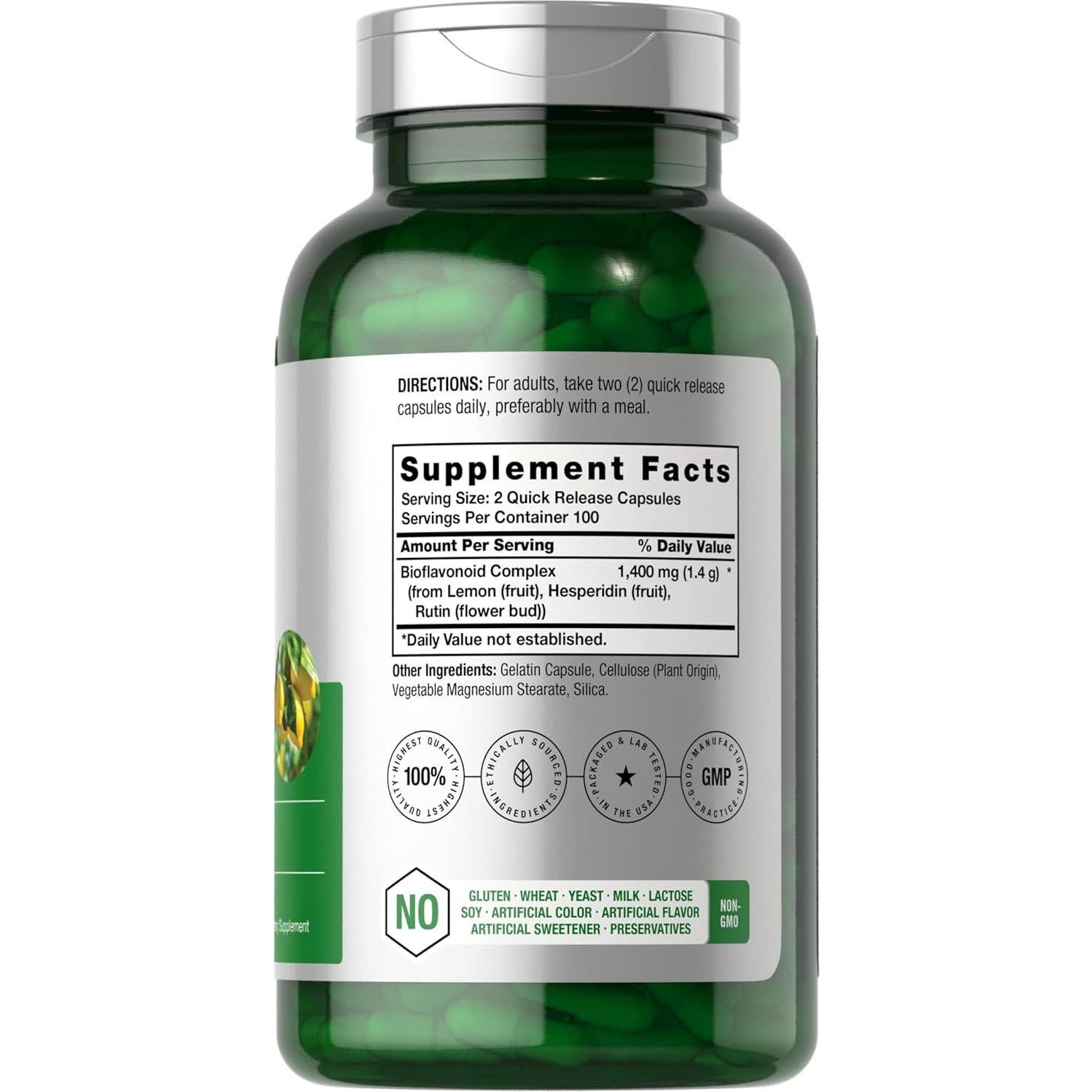 Suplemento Bioflavonoides de Limón Horbaach 1400 mg 200 Cápsulas