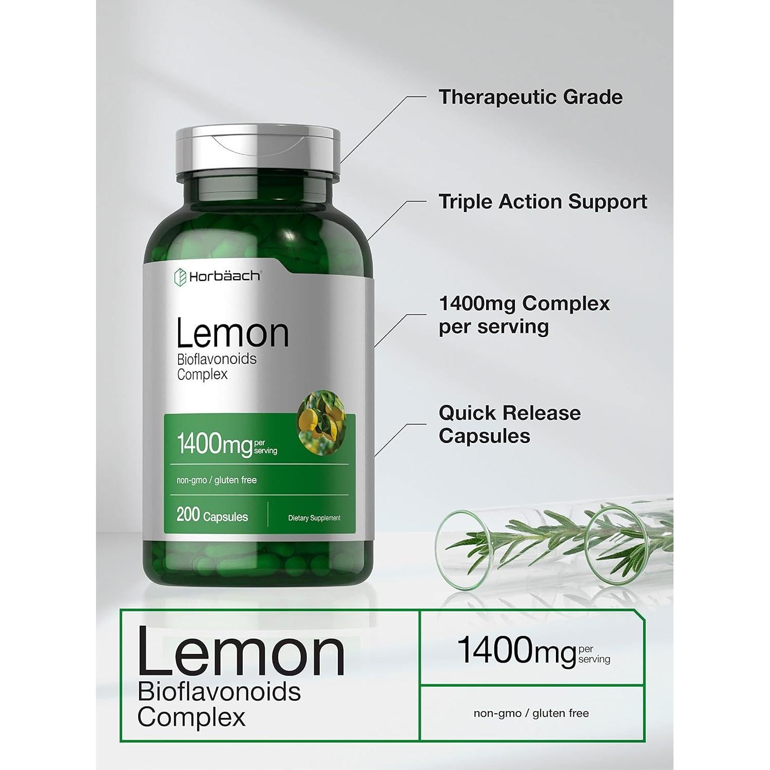 Suplemento Bioflavonoides de Limón Horbaach 1400 mg 200 Cápsulas