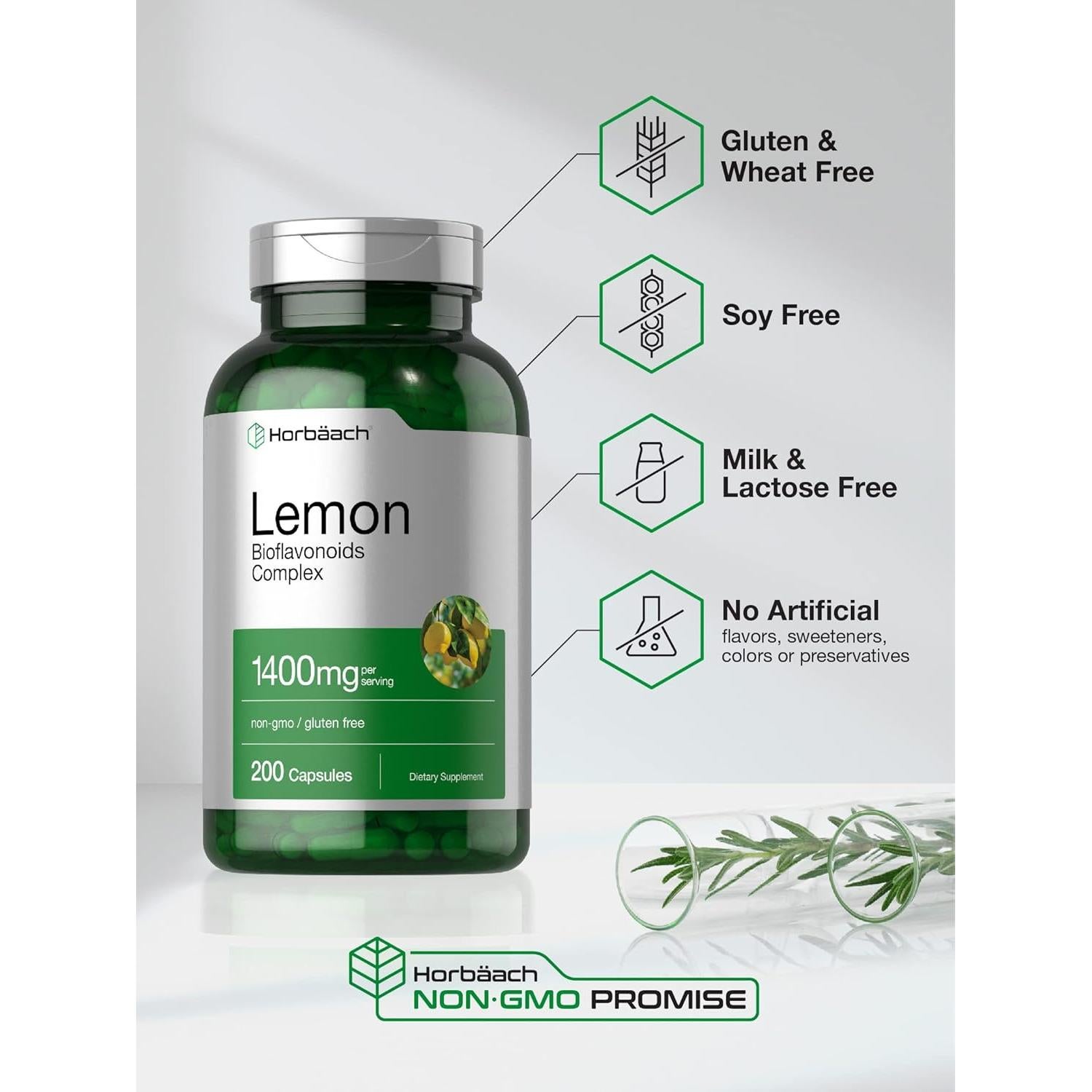 Suplemento Bioflavonoides de Limón Horbaach 1400 mg 200 Cápsulas