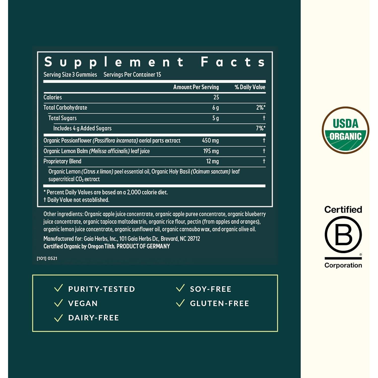 Gomas Relajantes Gaia Herbs - 45 Gomas de Calma Natural