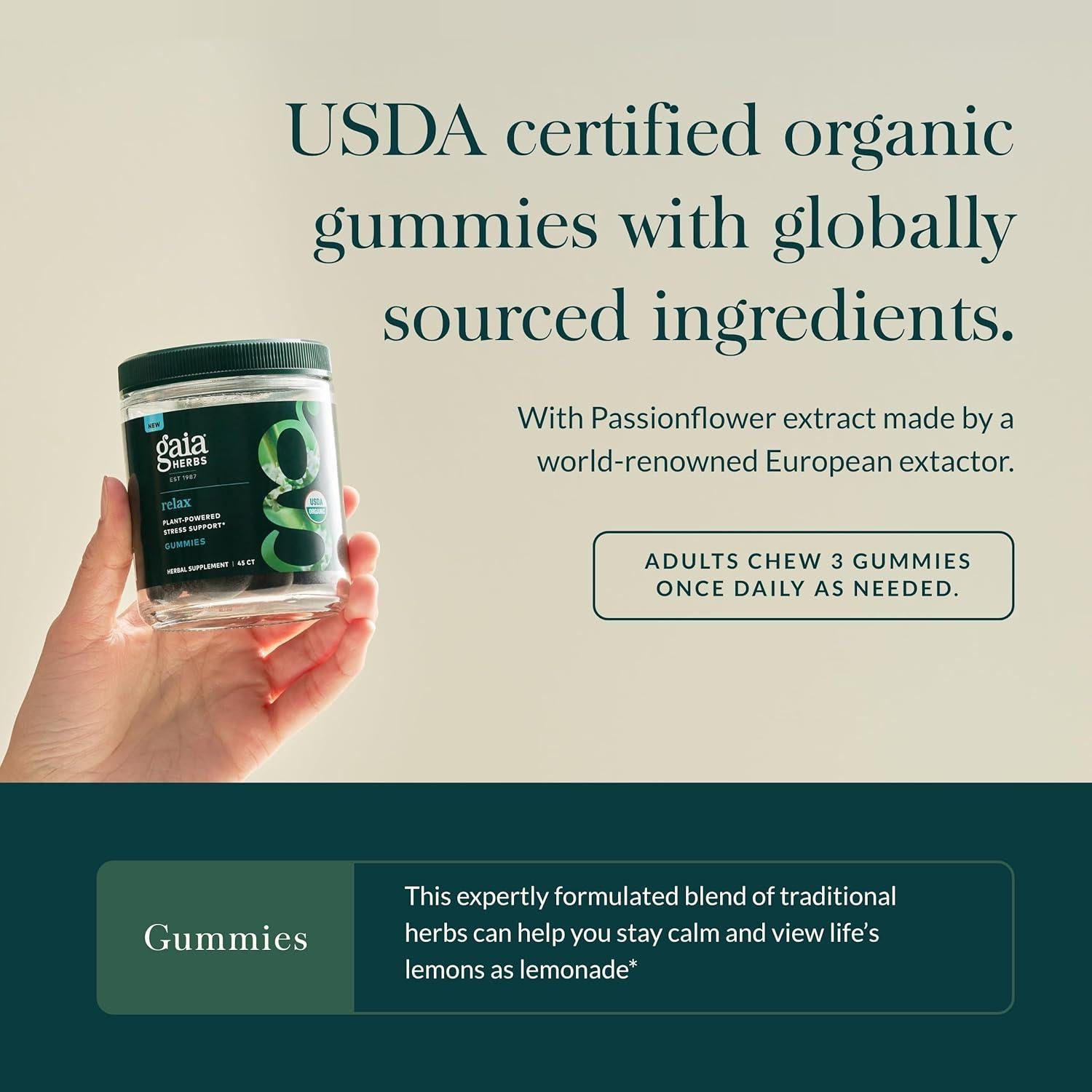Gomas Relajantes Gaia Herbs - 45 Gomas de Calma Natural