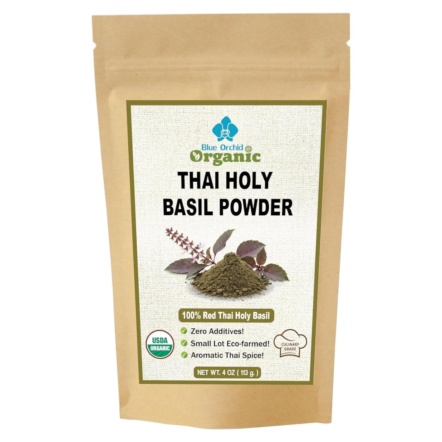 Polvo de Albahaca Sagrada Tailandesa Orgánica 113.4g - Sazonador Gourmet