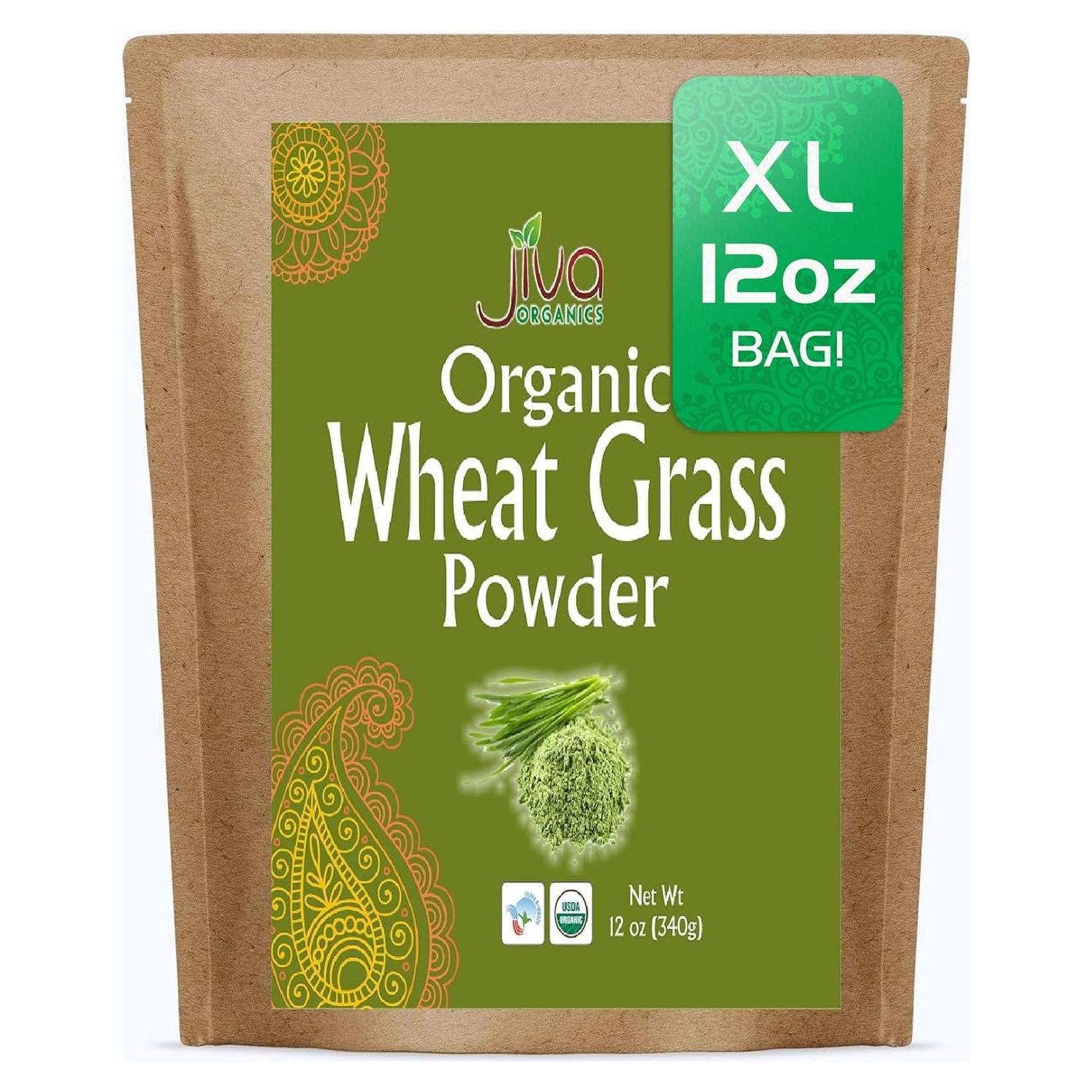 Polvo de Jugo de Pasto de Trigo Orgánico Jiva 340g Bolsa Kraft