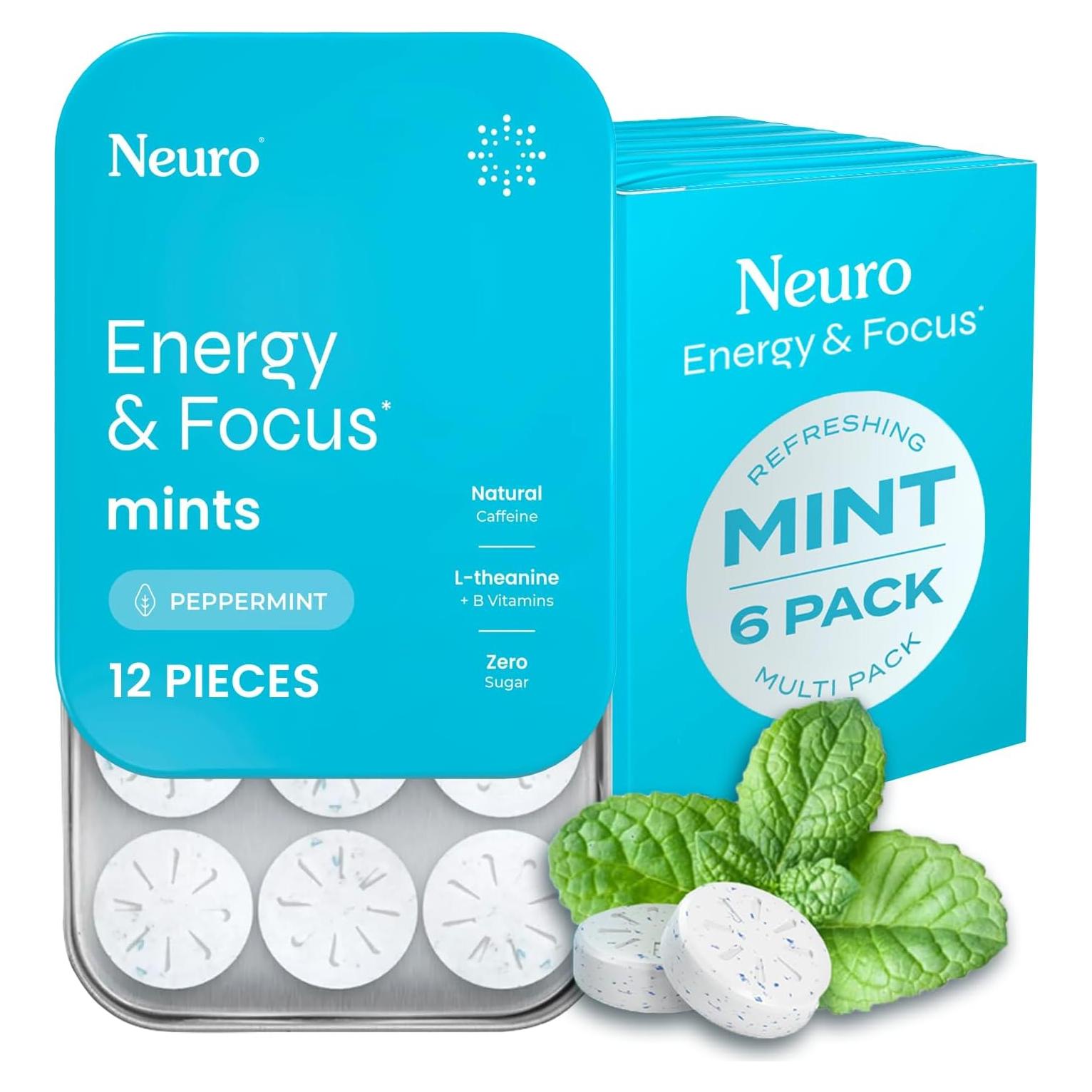 Mentas Energéticas Neuro Sin Azúcar 72 Unidades 80mg Cafeína