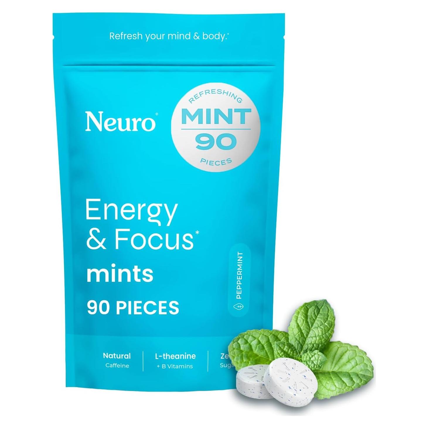 Mentas Energéticas Neuro Sin Azúcar 90 ct - 80mg Cafeína