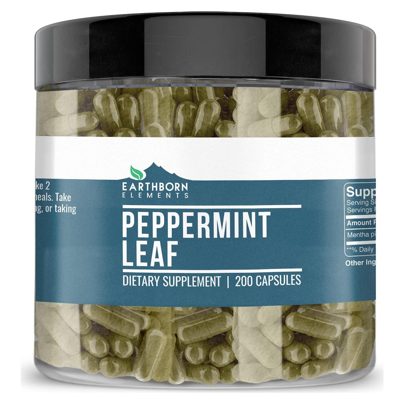 Cápsulas de Hojas de Menta Earthborn Elements 200 Unidades
