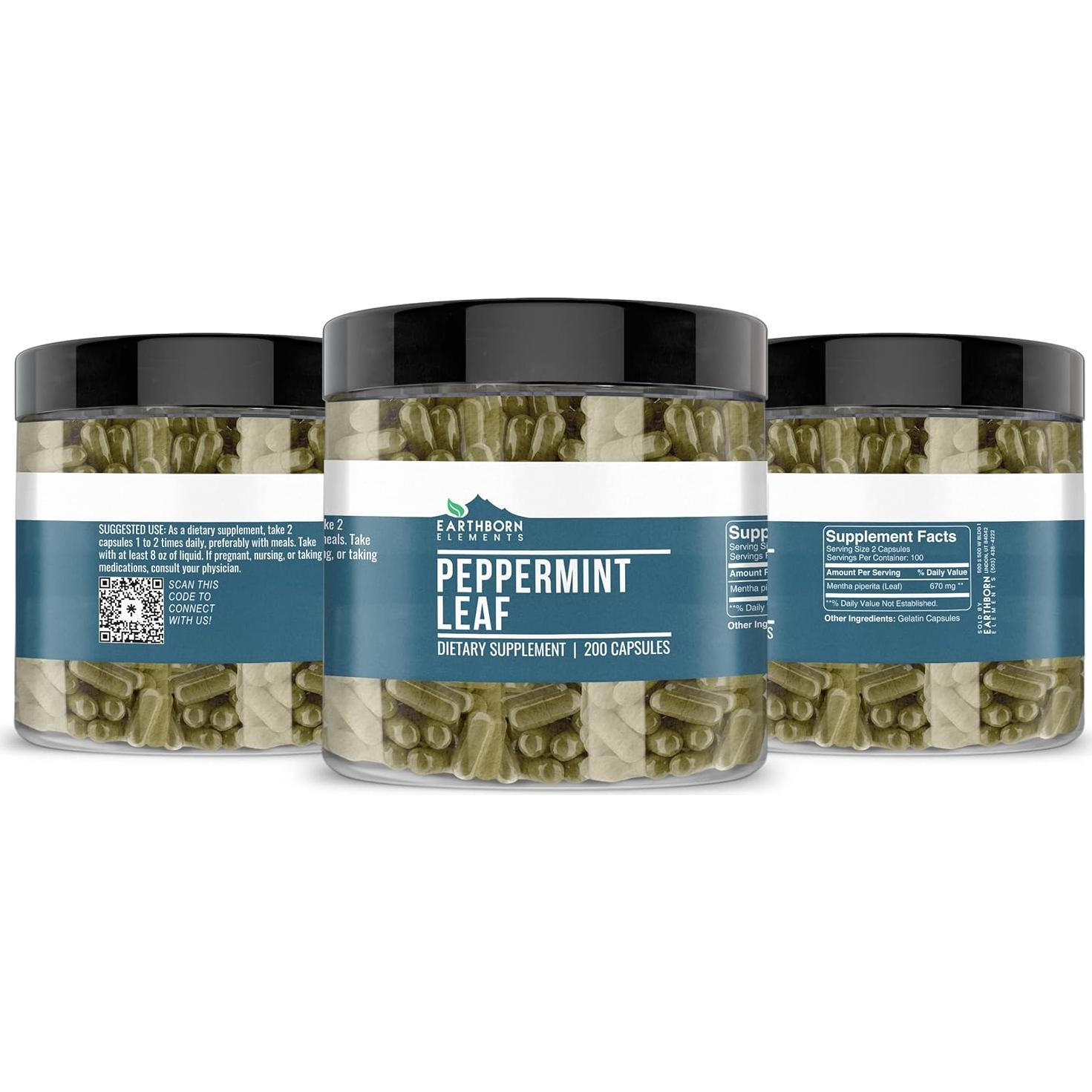 Cápsulas de Hojas de Menta Earthborn Elements 200 Unidades