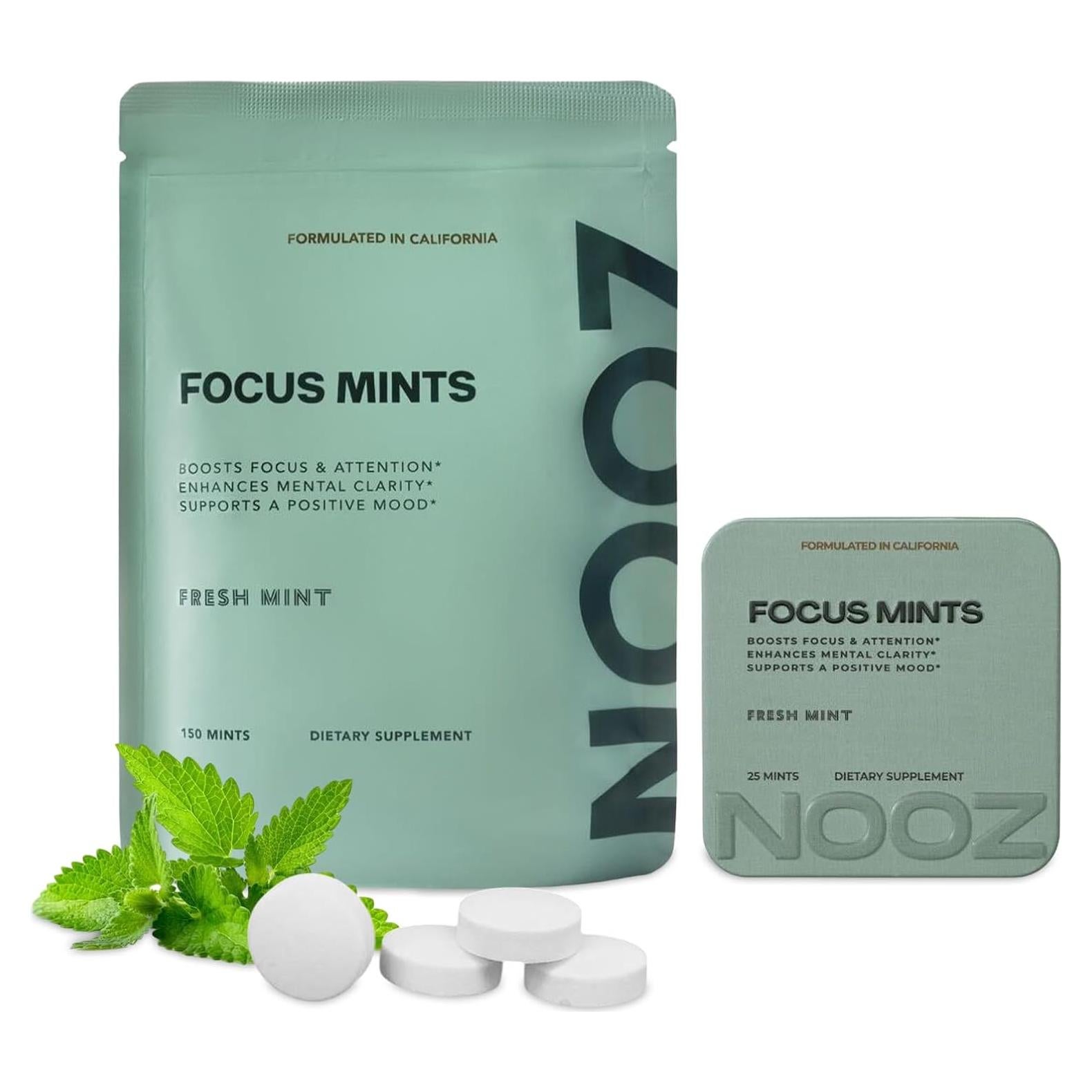 Mentitas Funcionales NOOZ Focus Mints - Menta Fresca 150 Unidades