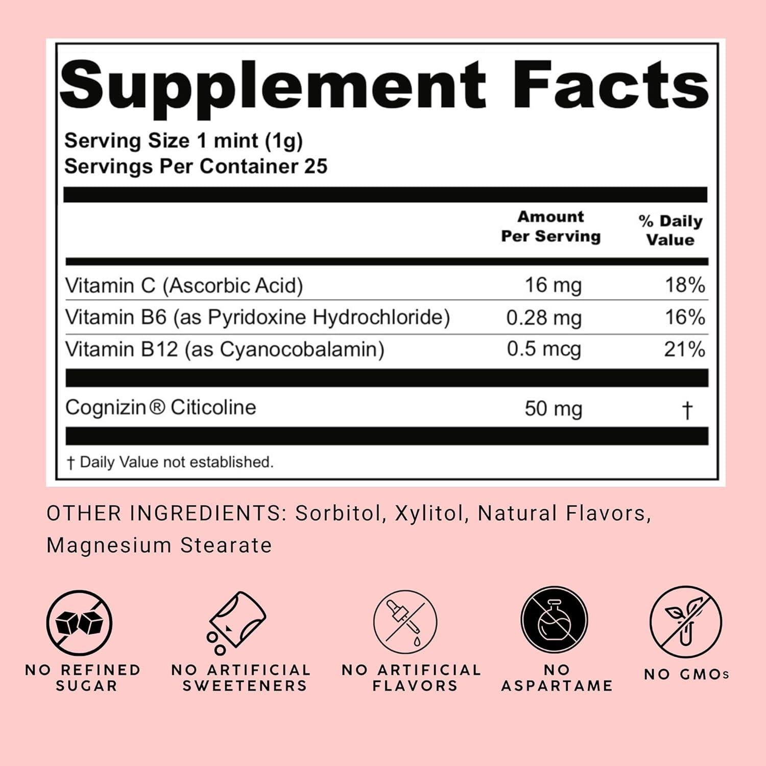 Mentitas Funcionales NOOZ Focus Mints - Menta Fresca 150 Unidades