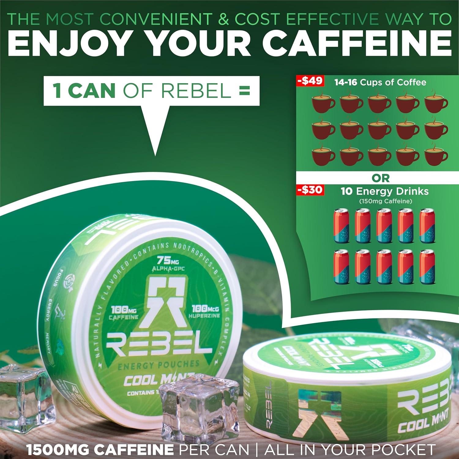 Bolsitas Energéticas Rebel Menta 100mg Cafeína Sin Azúcar