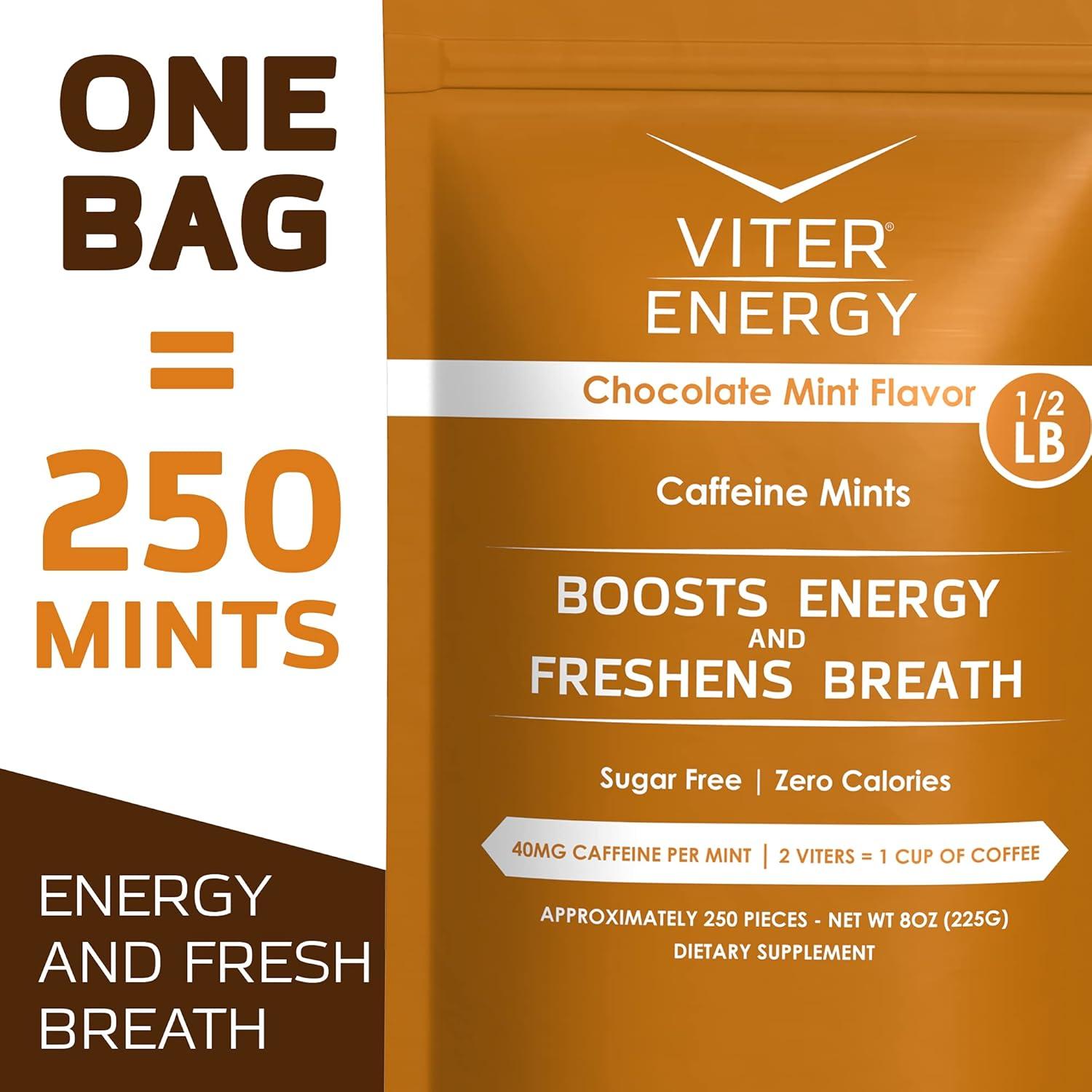 Mentas de Cafeína Viter Energy 40mg Chocolate Menta 250u