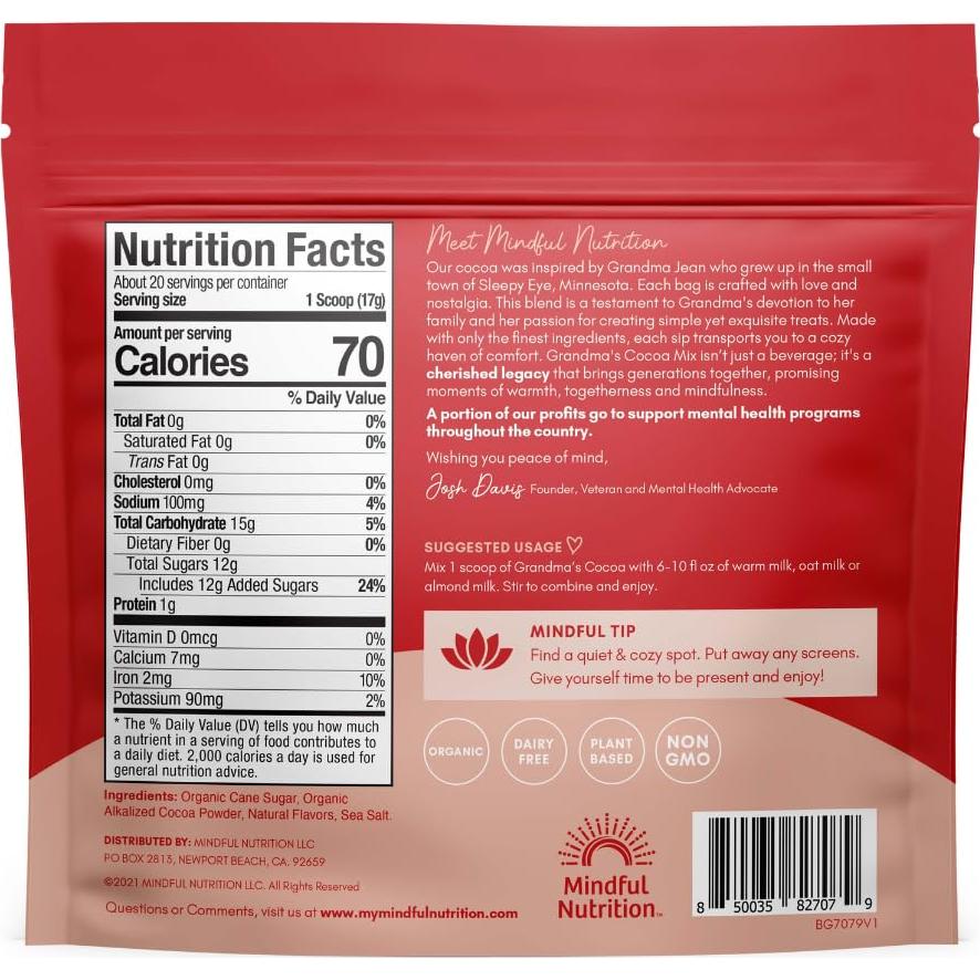 Mezcla de Chocolate Caliente Orgánico Mindful Nutrition 340g