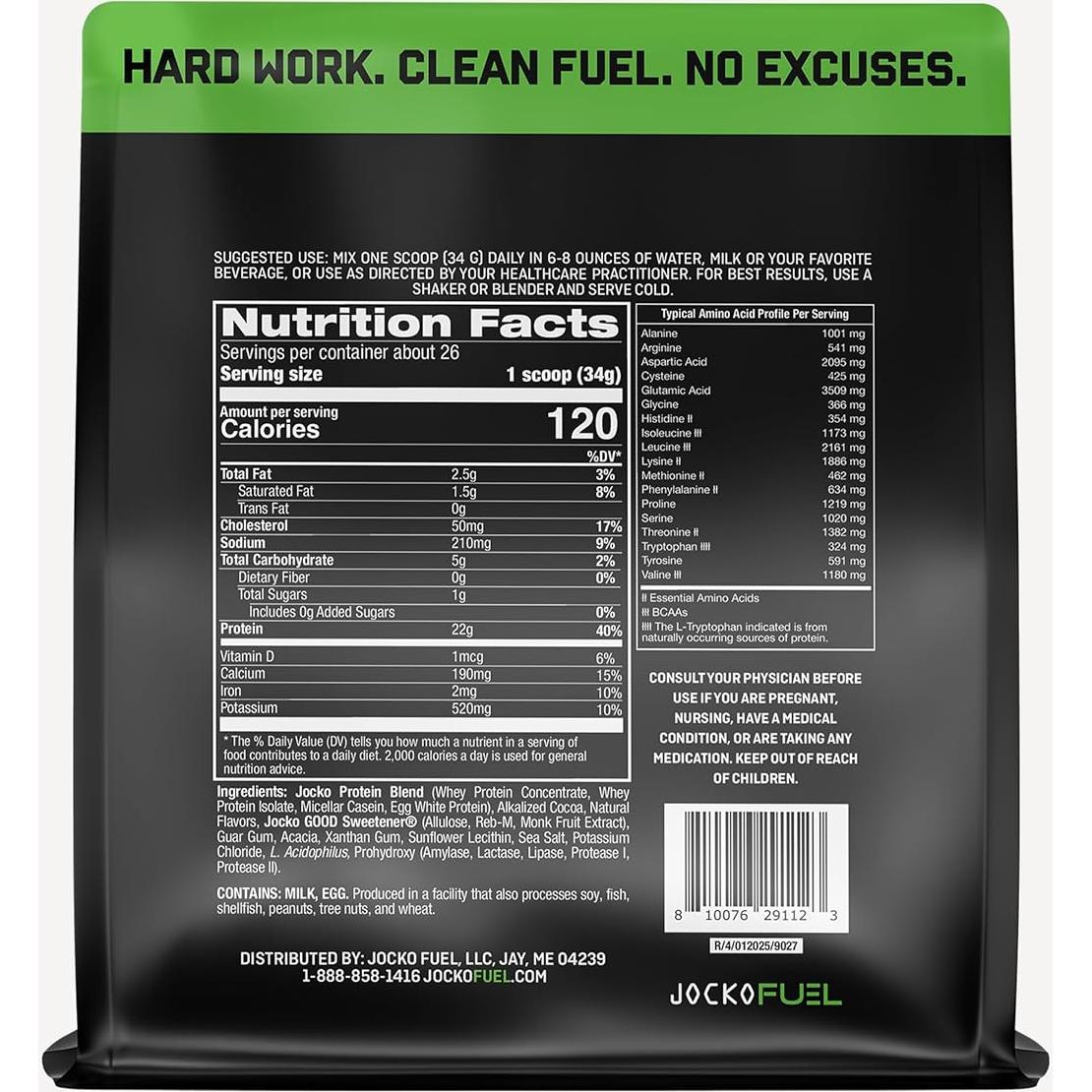 Proteína de Suero Jocko Fuel Mölk 0.91kg Chocolate con Menta