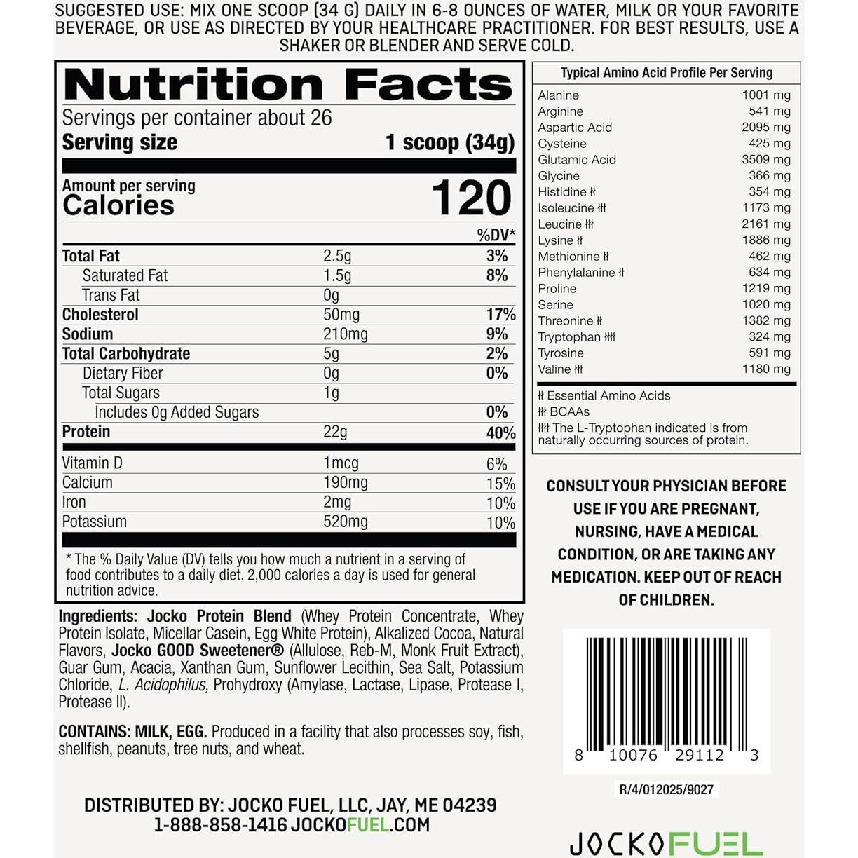 Proteína de Suero Jocko Fuel Mölk 0.91kg Chocolate con Menta