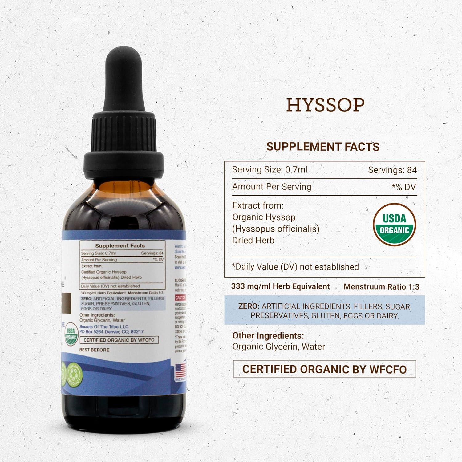 Hisopo Orgánico USDA 59.15 ml | Extracto Herbal Sin Alcohol