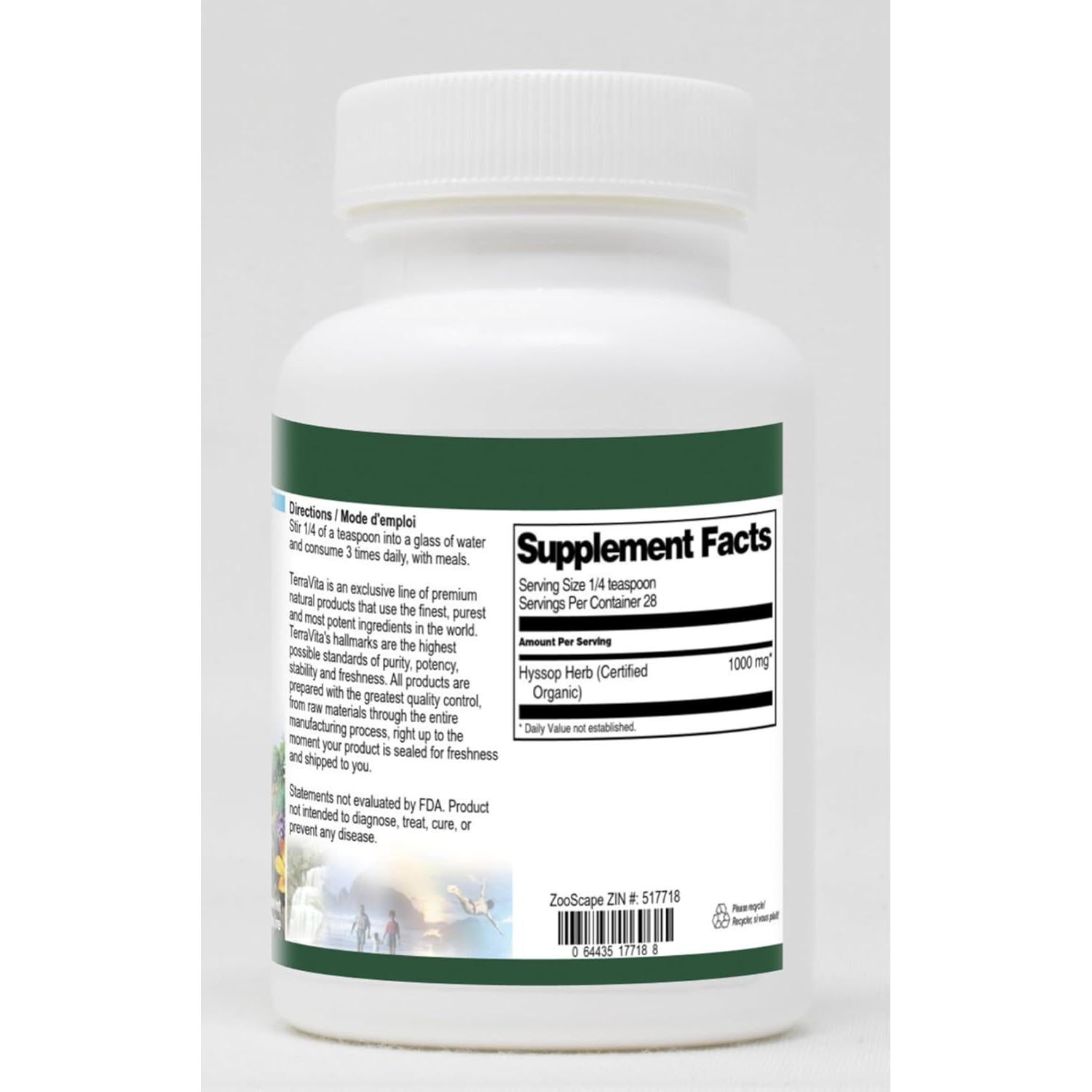 Hisopo Orgánico Certificado en Polvo TerraVita 28.35 g