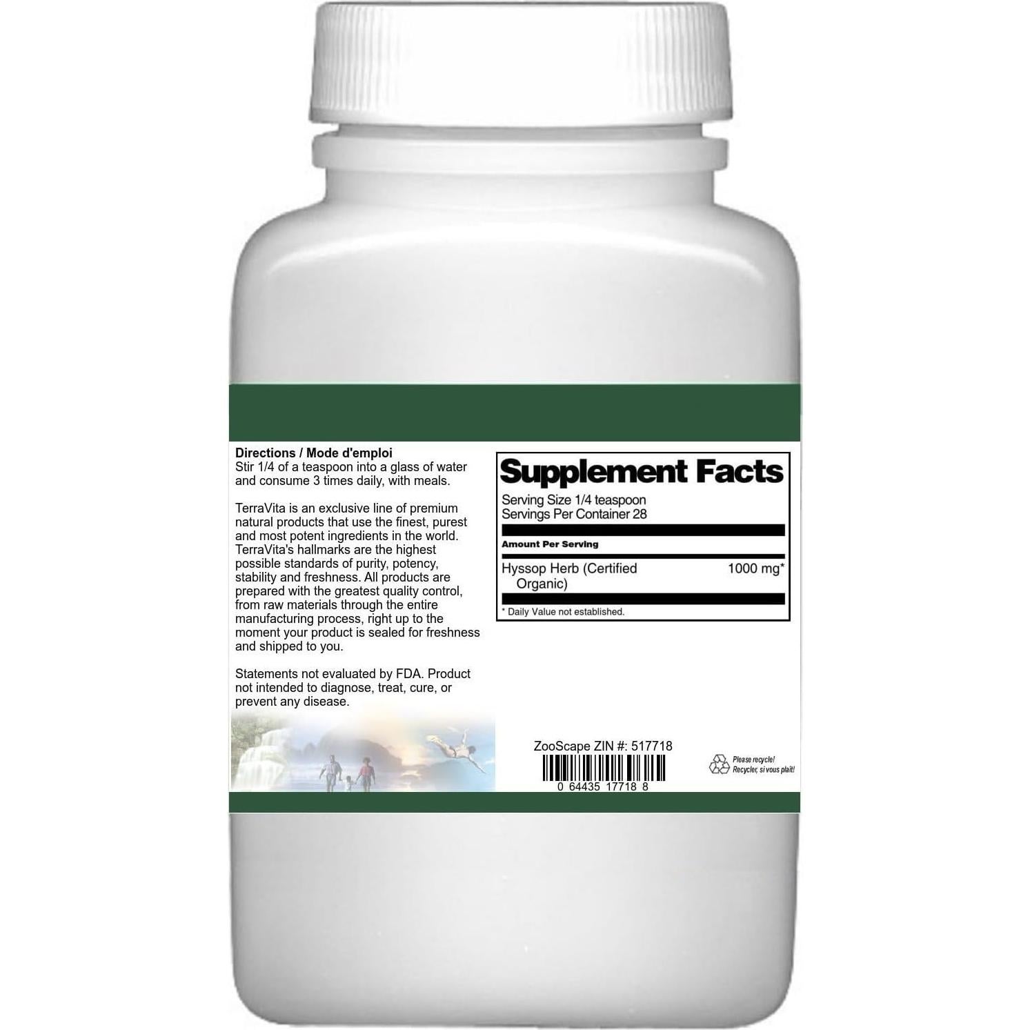 Hisopo Orgánico Certificado en Polvo TerraVita 28.35 g