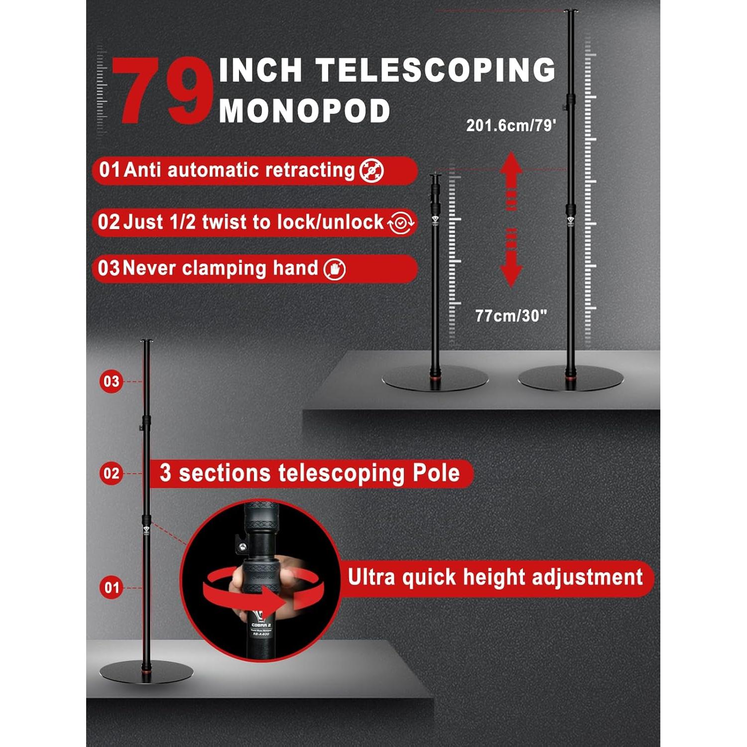 Monopod IFOOTAGE RB-A400 Soporte de Luz 2,11m 10kg