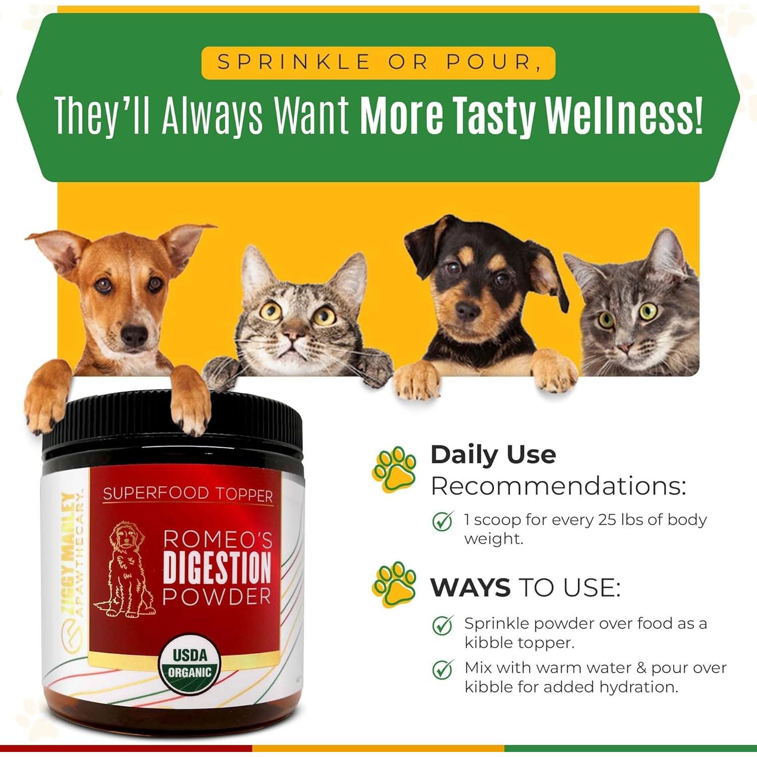 Polvo Digestivo Orgánico Ziggy Marley para Perros 90g