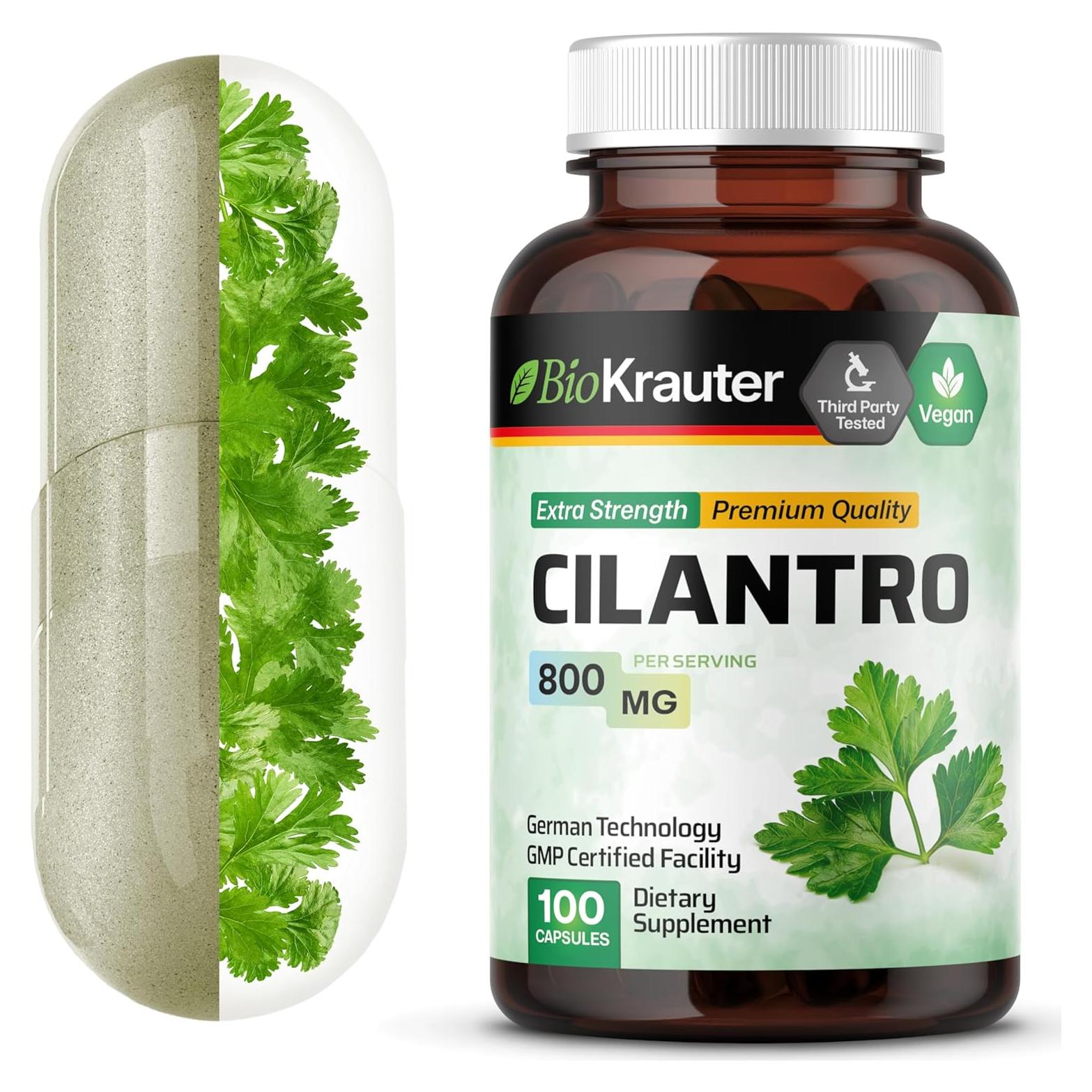 Cápsulas de Cilantro BioKrauter 800 mg - 100 pcs Veganas Detox