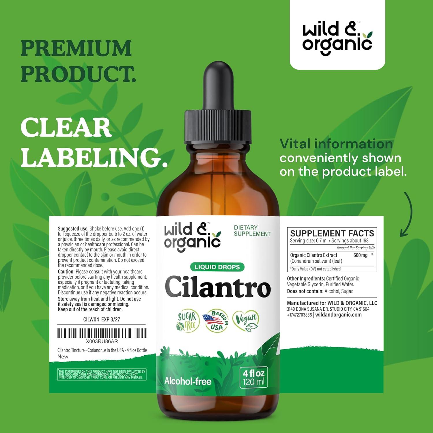 Tintura de Cilantro Silvestre y Orgánico 118 ml - Suplemento Detox