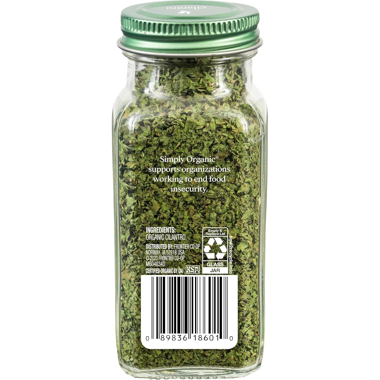 Cilantro Seco Orgánico Frontier Co-Op 22g Certificado Kosher