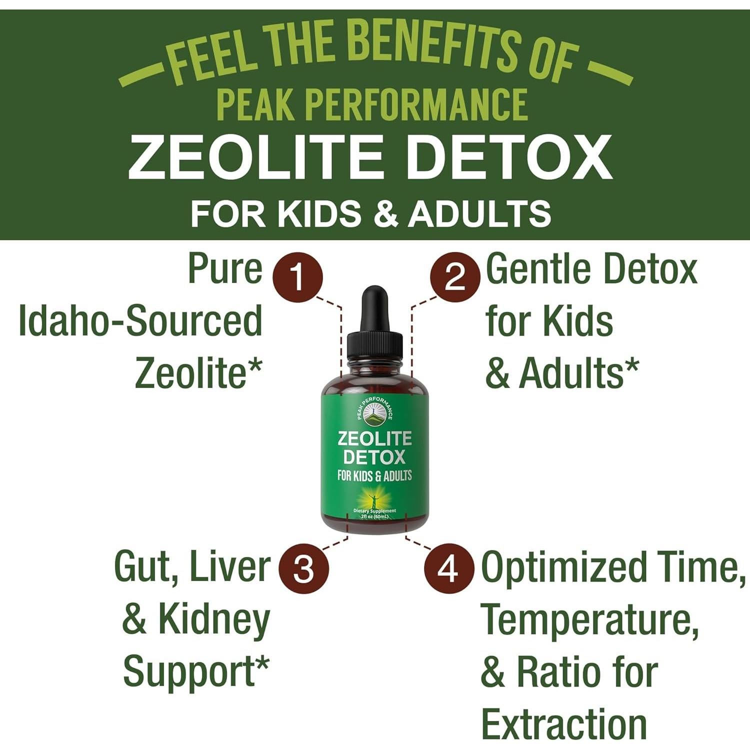 Gotas de Zeolita Clinoptilolita Peak Performance 140g - Desintoxicación