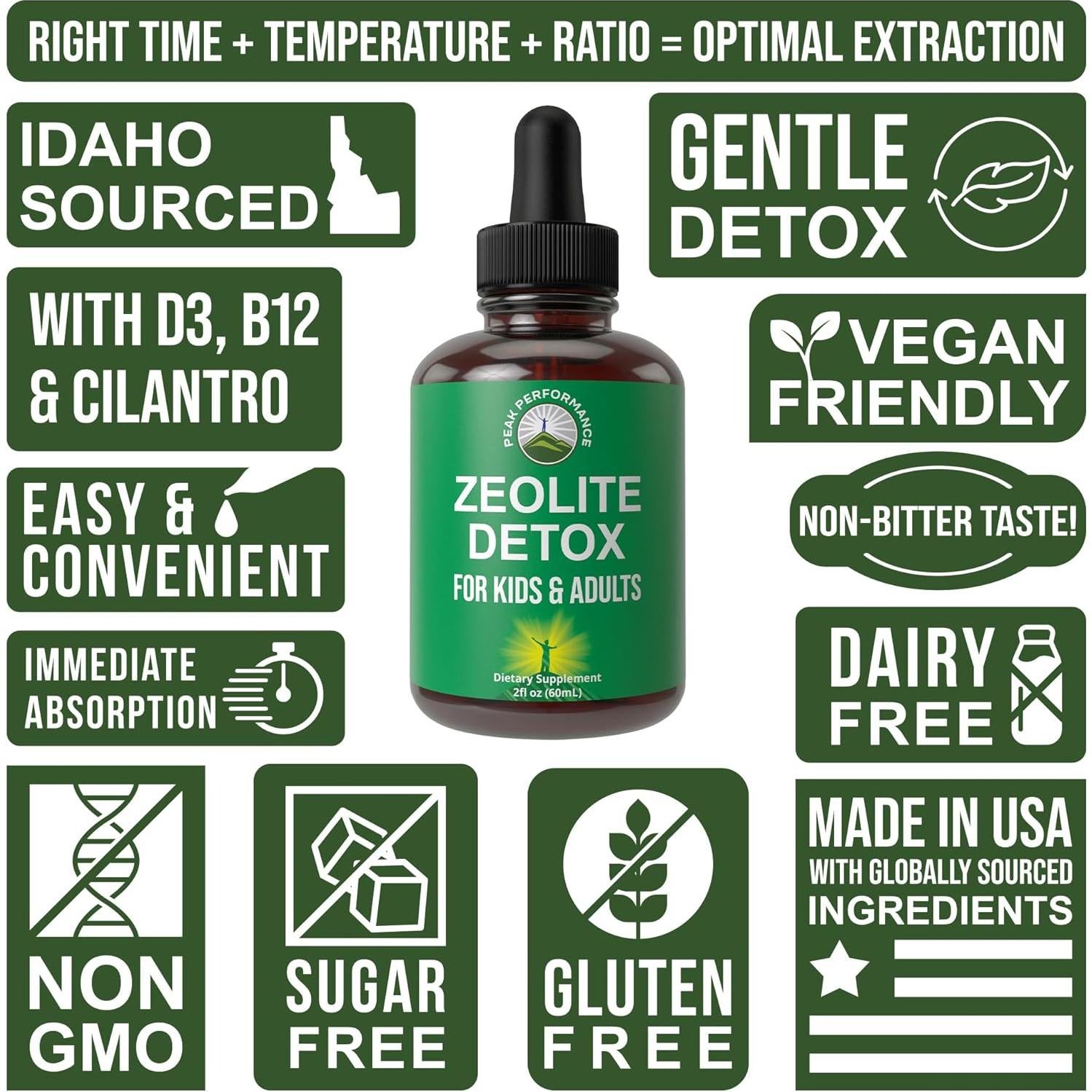 Gotas de Zeolita Clinoptilolita Peak Performance 140g - Desintoxicación