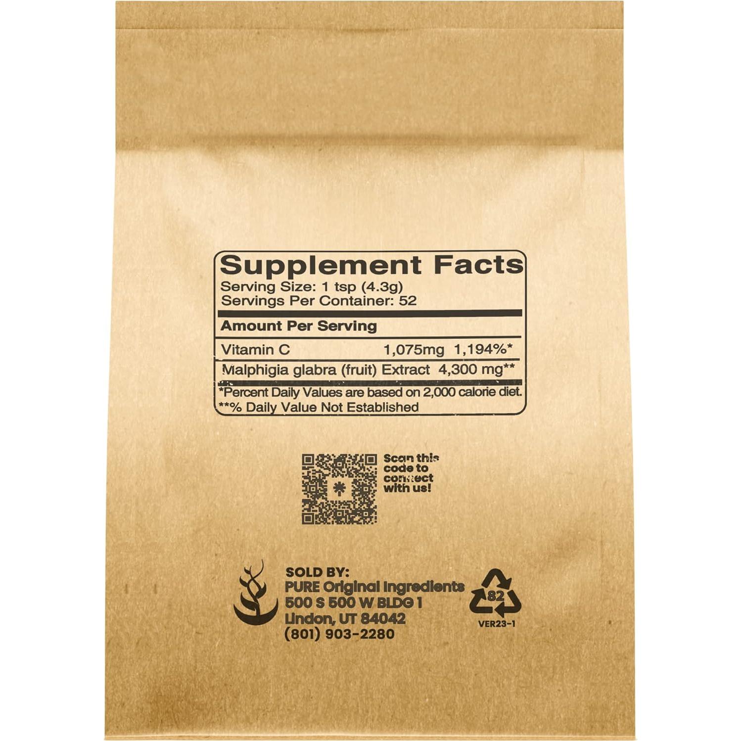 Polvo de Cereza Acerola 227g - Orgánico, Sin Gluten, Ecológico