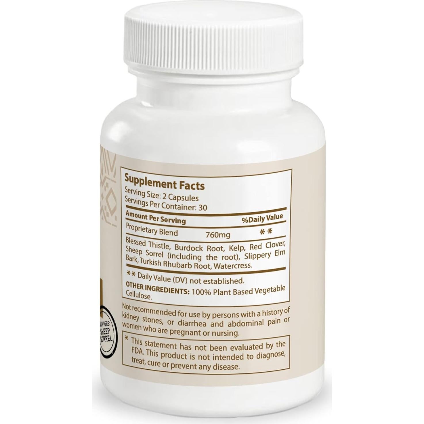 Cápsulas Orgánicas de Té Essiac MEINTU - 60 Unidades - 8 Hierbas