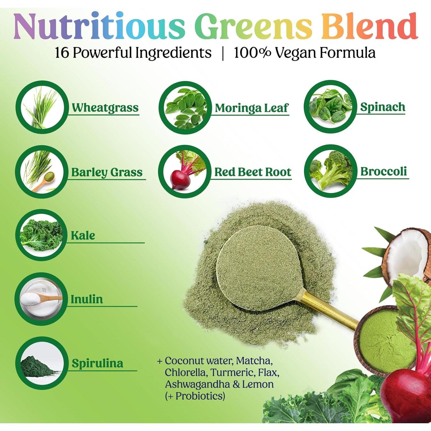 Polvo Verde Superalimento Nature's Nutrition 28 Porciones