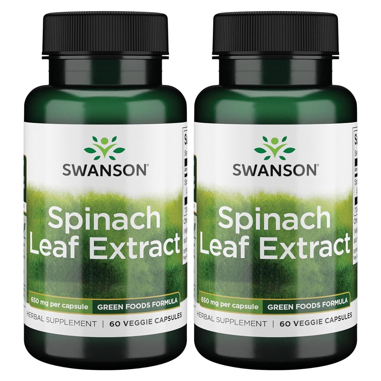 Extracto de Hoja de Espinaca Swanson 650mg - 60 Cápsulas Vegetales