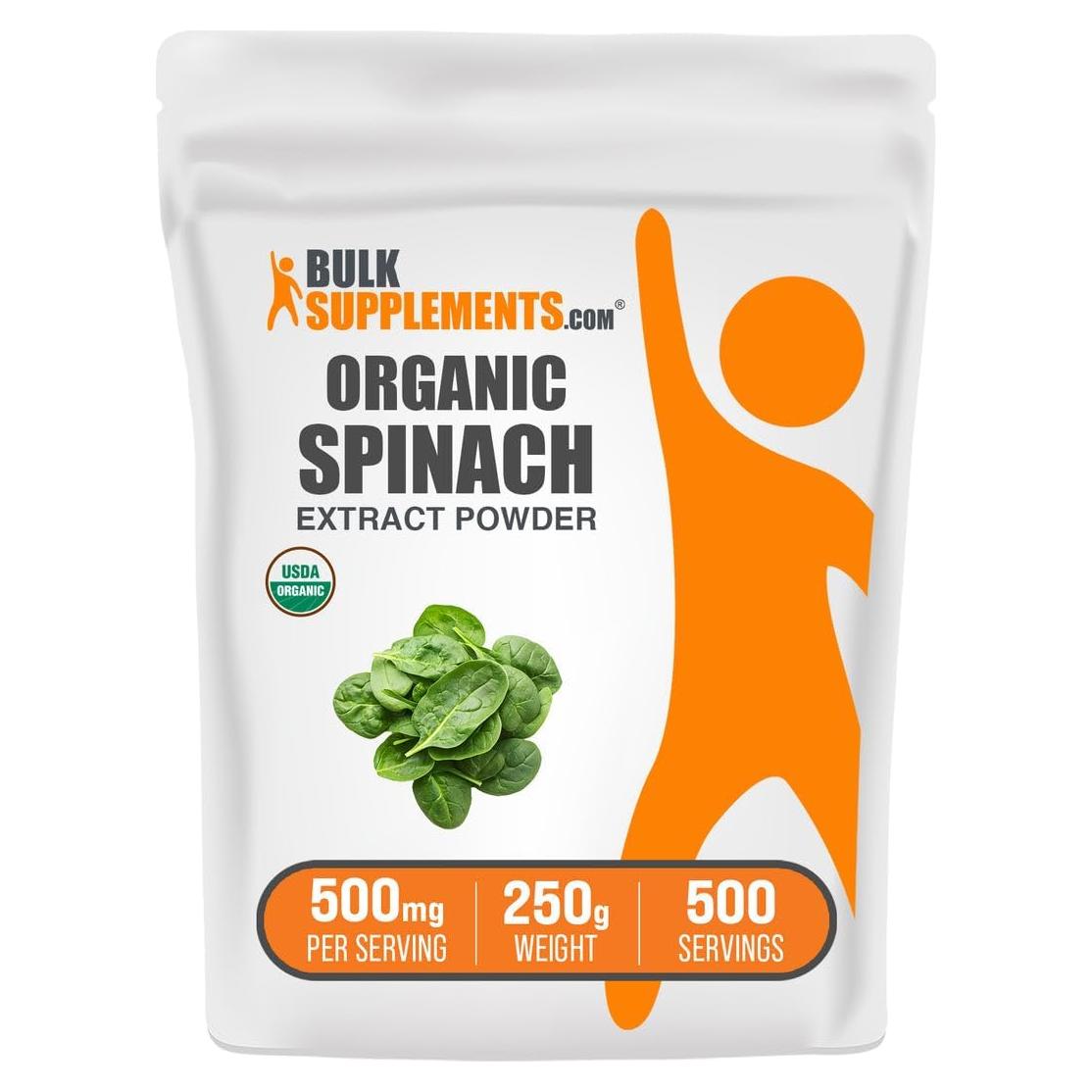 Polvo de Espinaca Orgánica BulkSupplements 250g - Suplemento Herbal