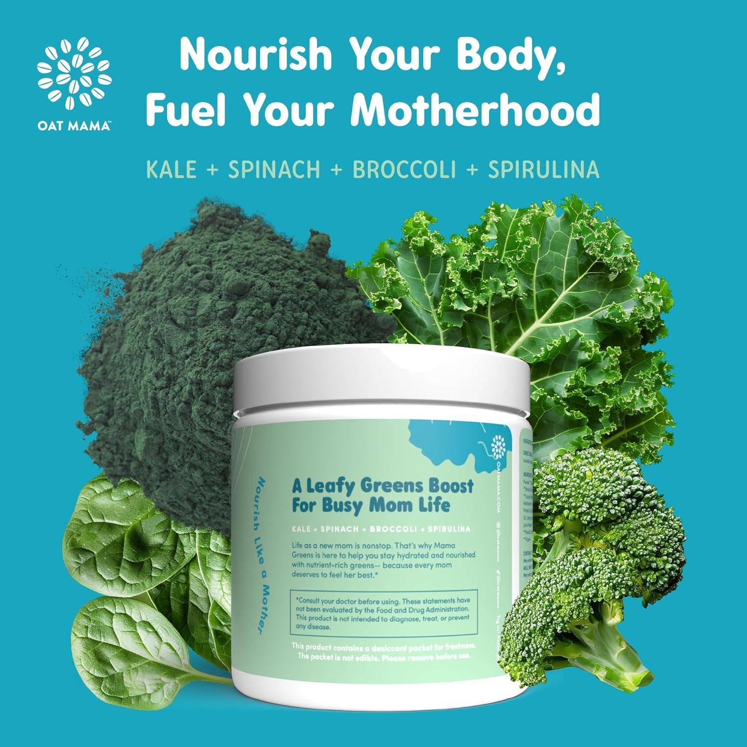 Oat Mama Mama Greens Superfoods 180g - Polvo de Verduras Sabor Manzana Fuji