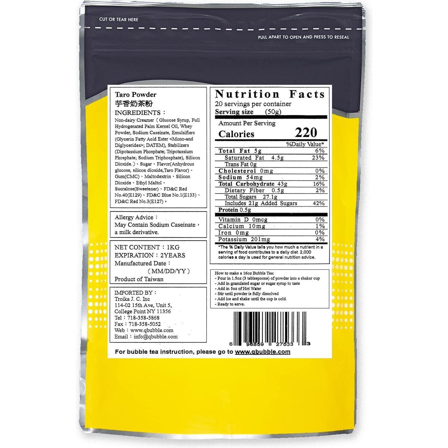 Qbubble Té en Polvo Sabor Taro 0.99 kg - Bebida de Burbuja