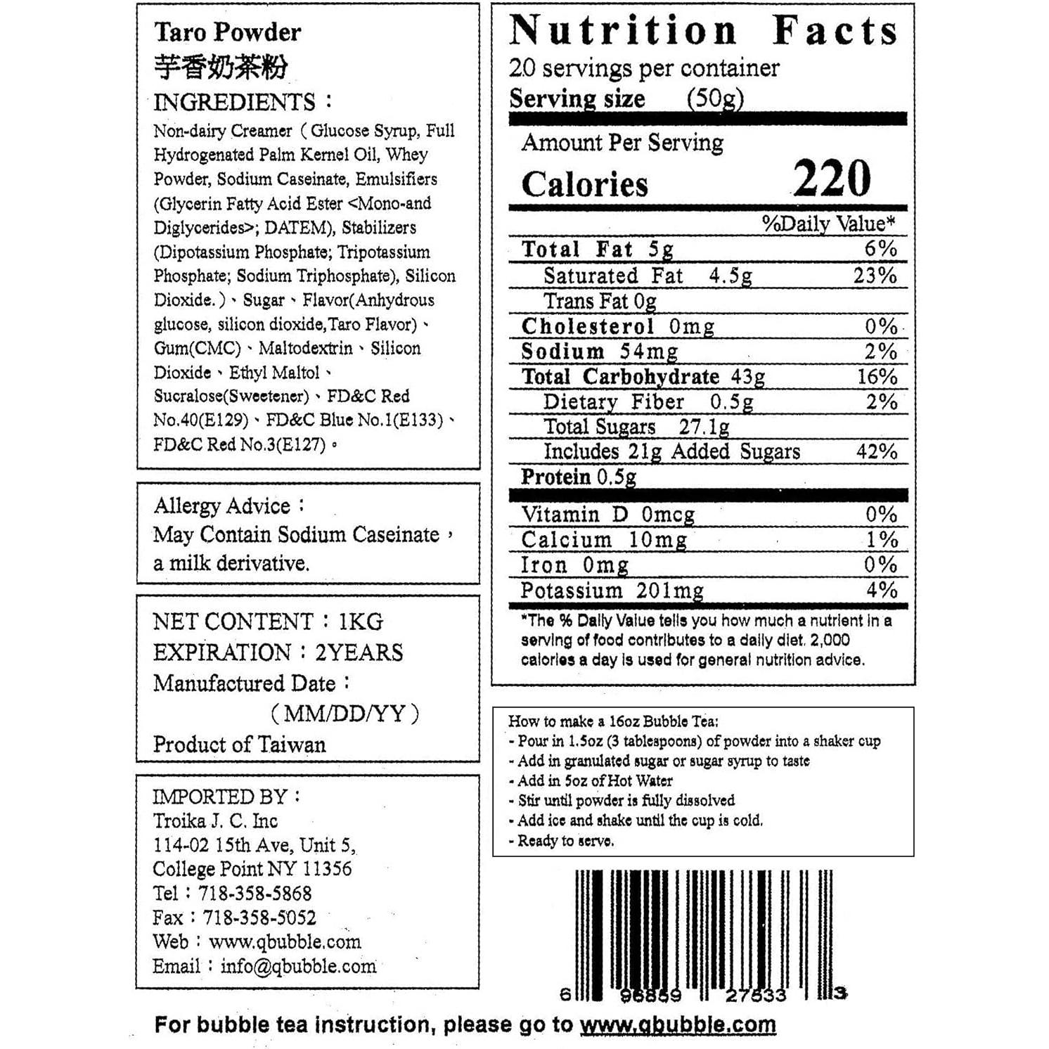 Qbubble Té en Polvo Sabor Taro 0.99 kg - Bebida de Burbuja