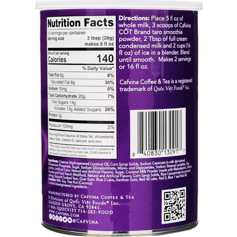 Cafvina Taro Smoothie Powder 510 g - Mezcla Dulce y Nutty