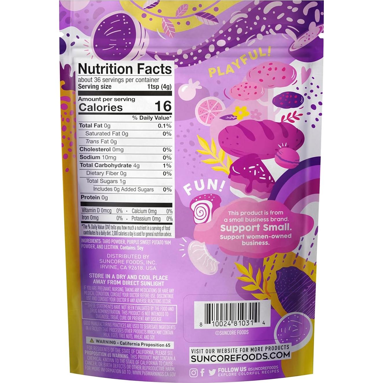 Polvo de Ñame Taro Lila Suncore Foods 142g Sin Gluten