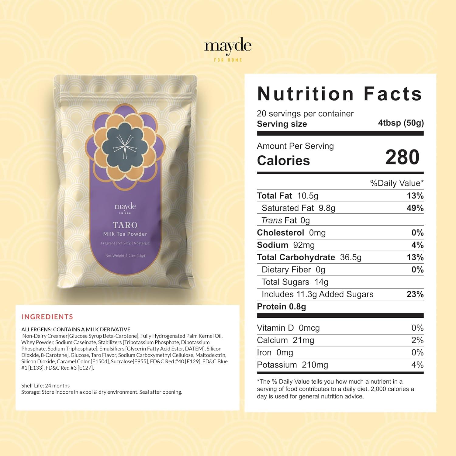 Polvo de Té con Leche de Taro Mayde 1 kg - Instantáneo Taiwán