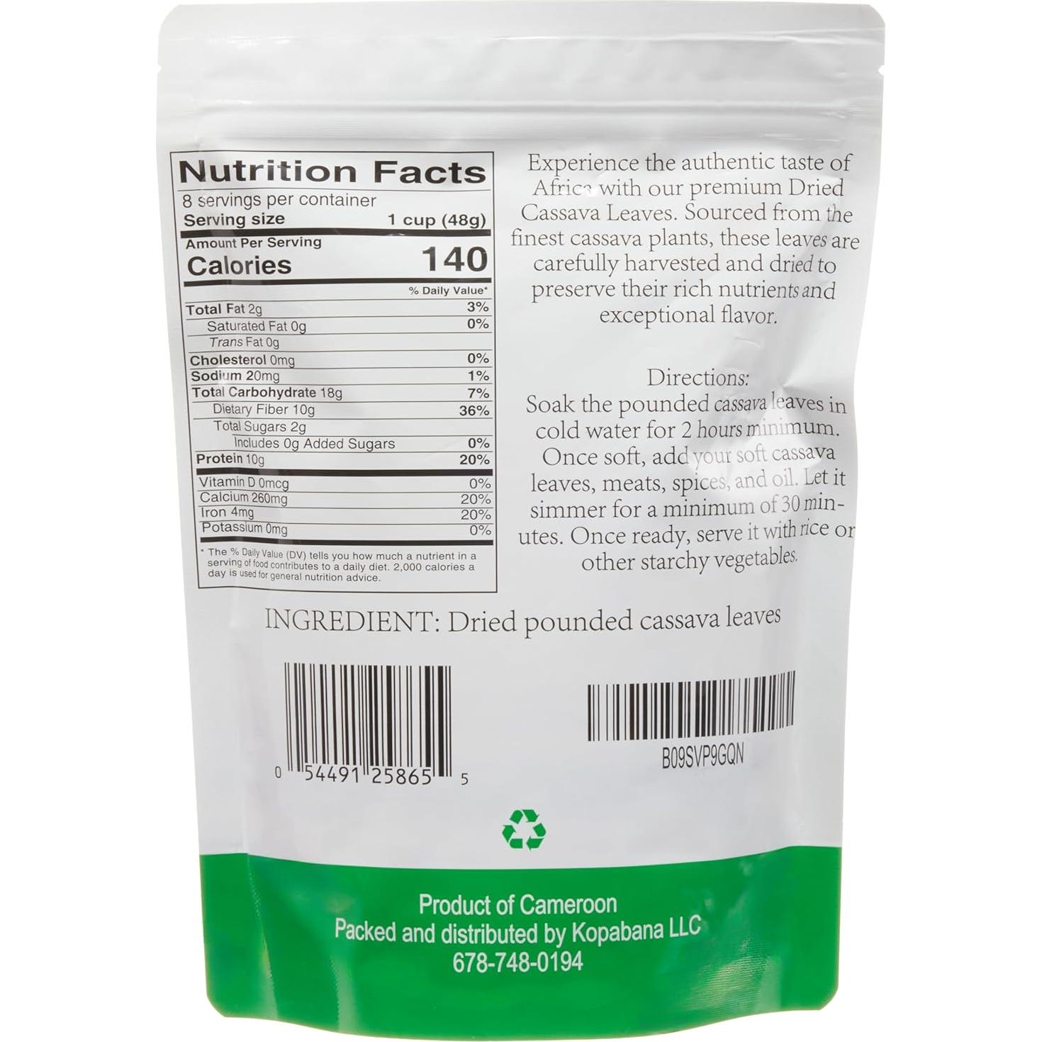 Hojas de Yuca Secas Machacadas Kopabana 227g - Orgánicas